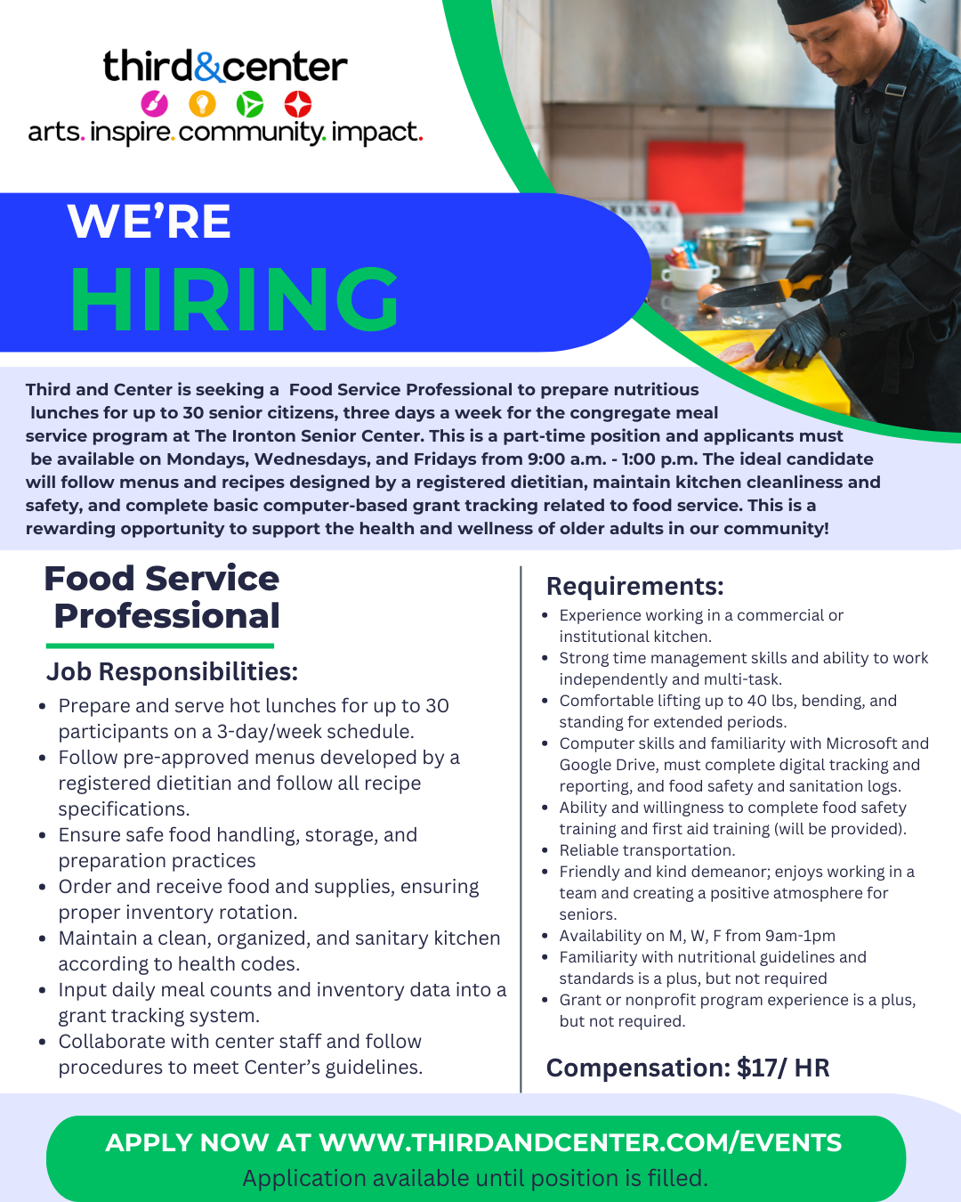 Now Hiring- Food Service Professional