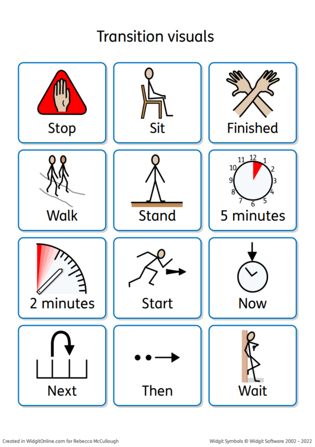widgit visuals transition stop sit finished