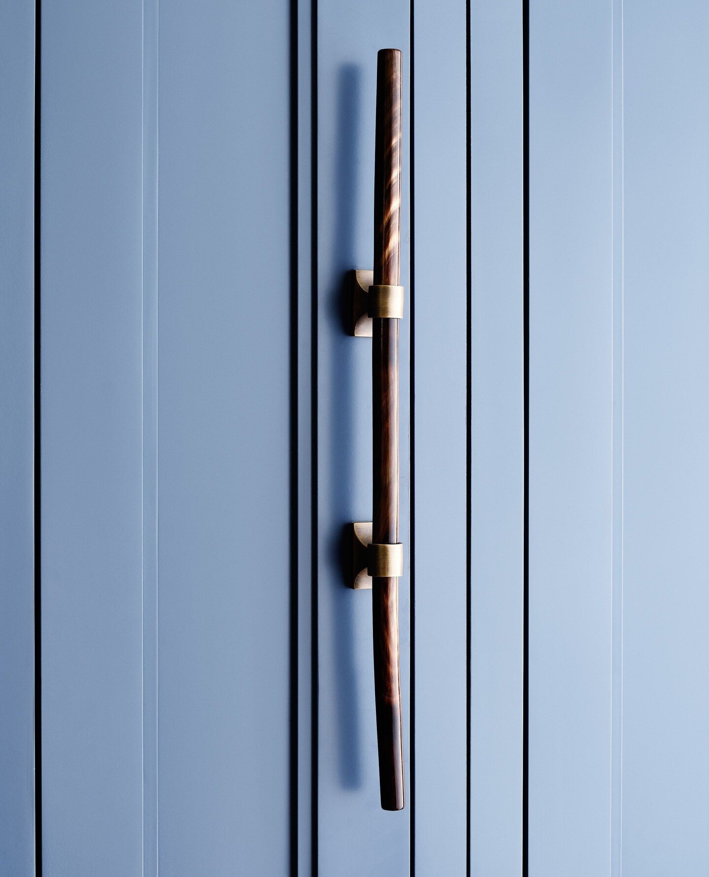 Every. Single. Detail. These 12&quot; horn cabinet pulls (ethically sourced of course) were the perfect color contrast in this mudroom millwork design. We love when our clients let us take ALL the bulls by the horns, but especially with subtle design