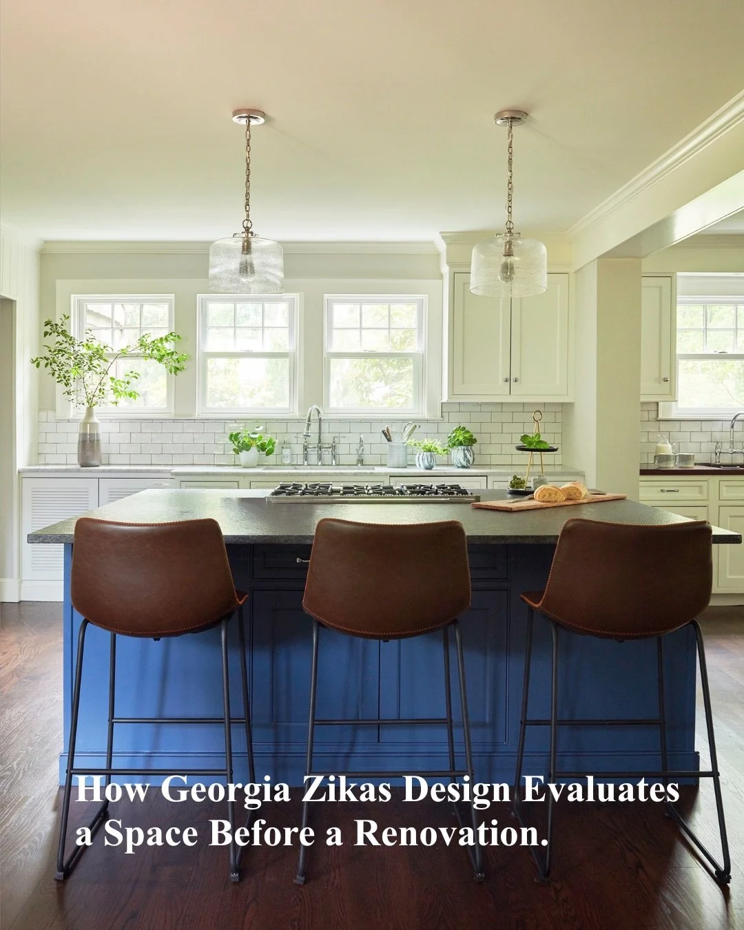 Before any furniture plan or material palette is developed, Georgia Zikas Design evaluates the space&rsquo;s architecture.
Ceiling heights, sightlines between rooms, natural light, and circulation all shape how a home functions and feels. Understandi