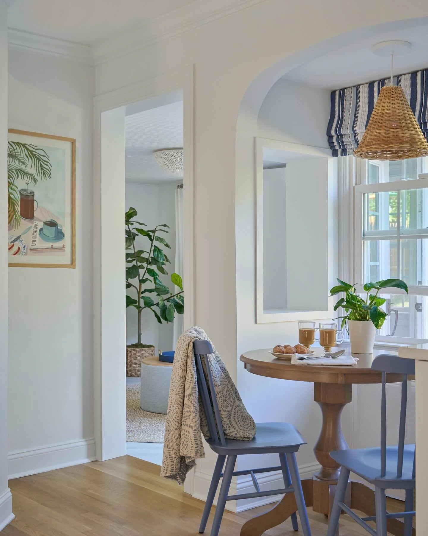 A warm invitation to linger. Recently featured in @homesandgardensofficial - this kitchen&rsquo;s arched nook and sunny disposition felt like a natural place to pause &mdash; a perfect spot for morning coffee, afternoon snacks, or an easy chat while 