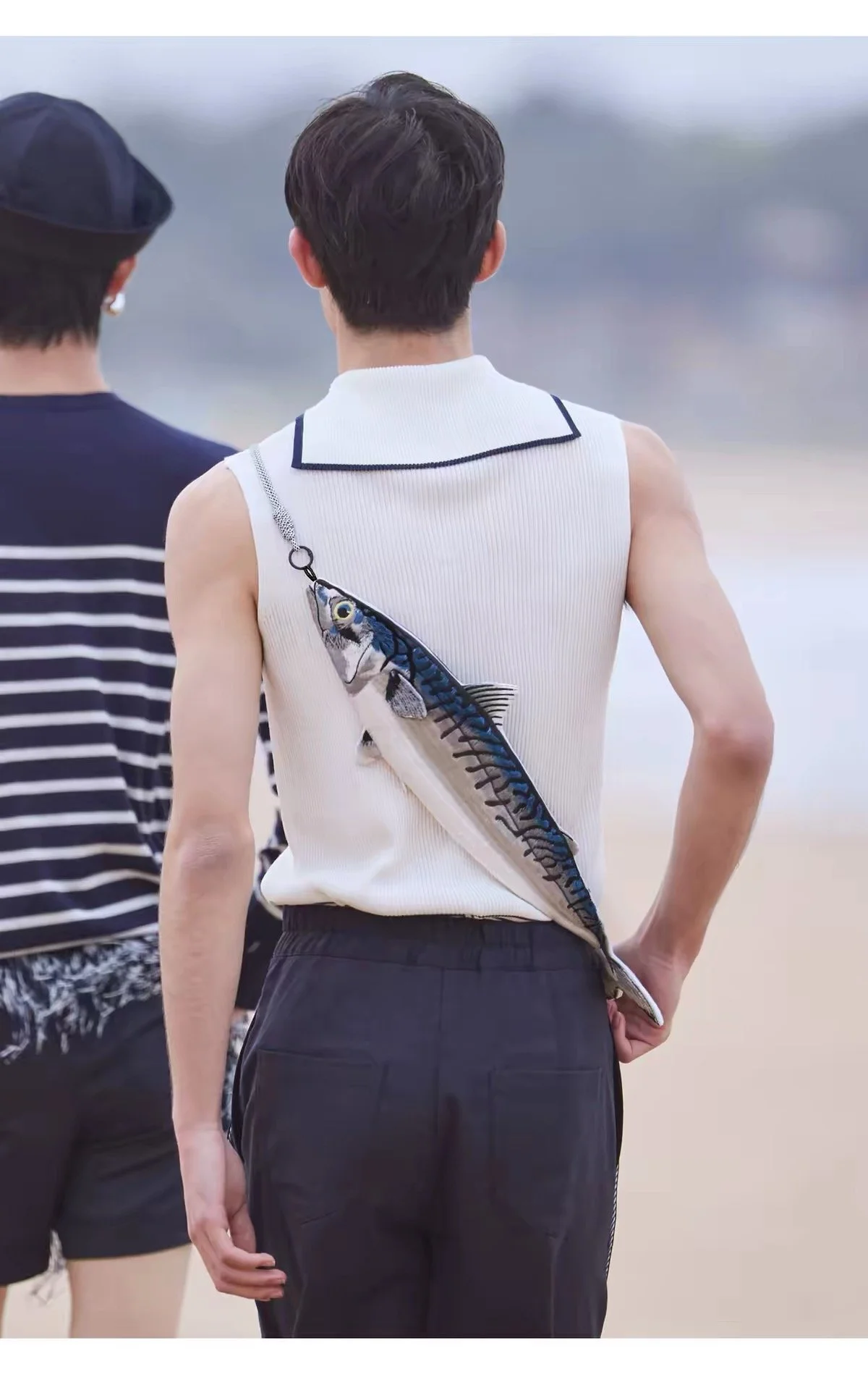 Embroidered Mackerel Crossbody Bag