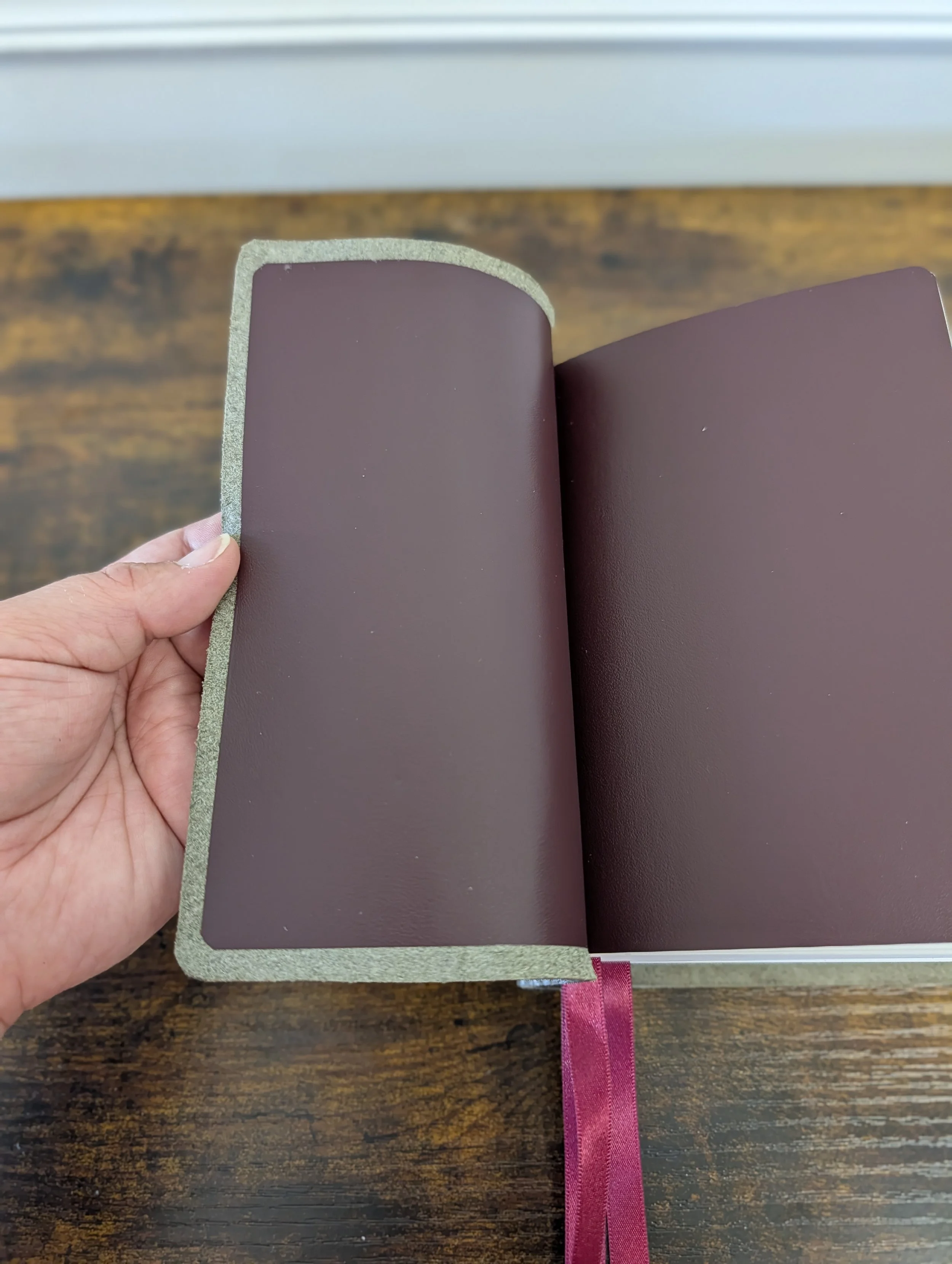 Burgundy on grey