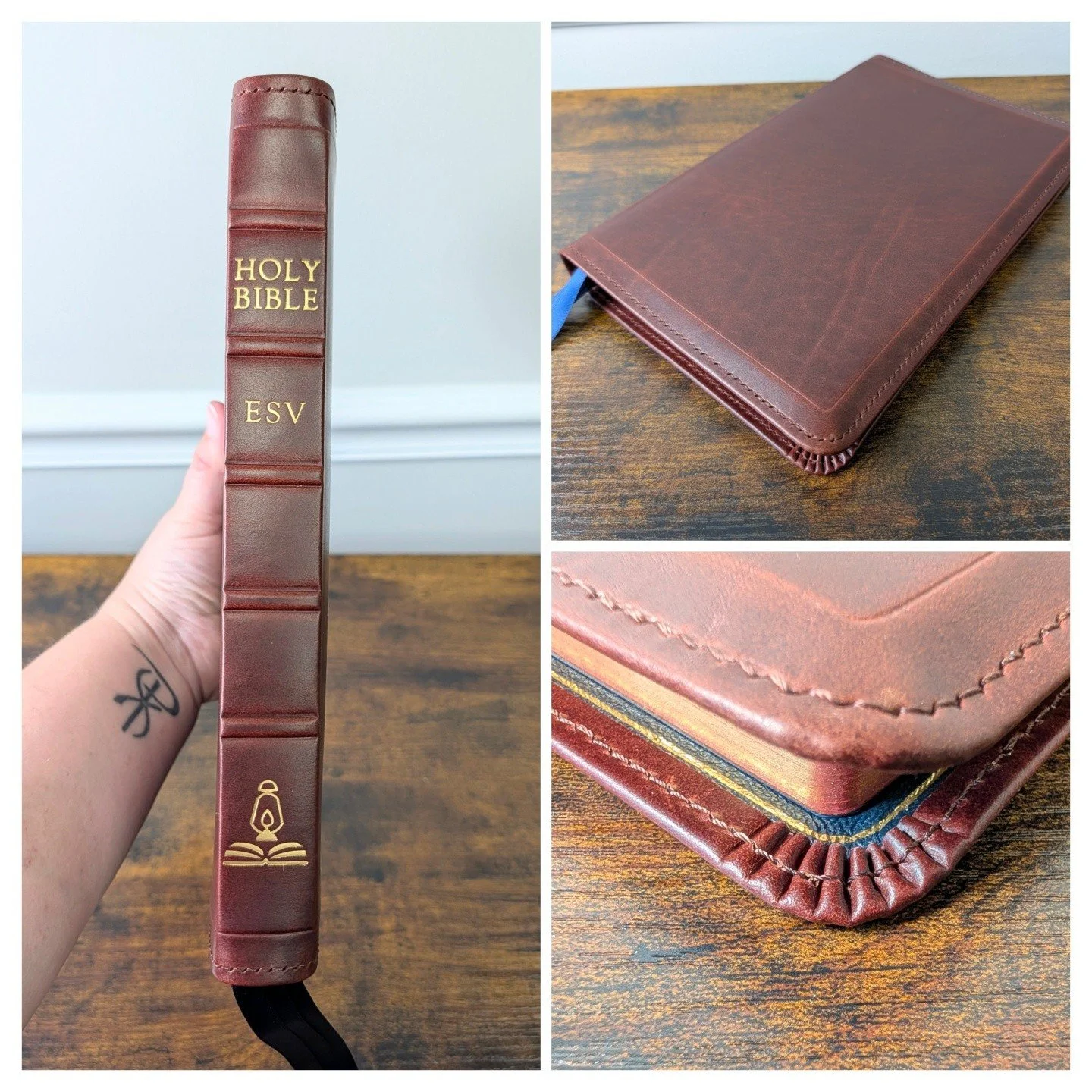 ESV Large Print Thinline, 2025 text, rebound in British Tan double shot cowhide. Available now on our website!