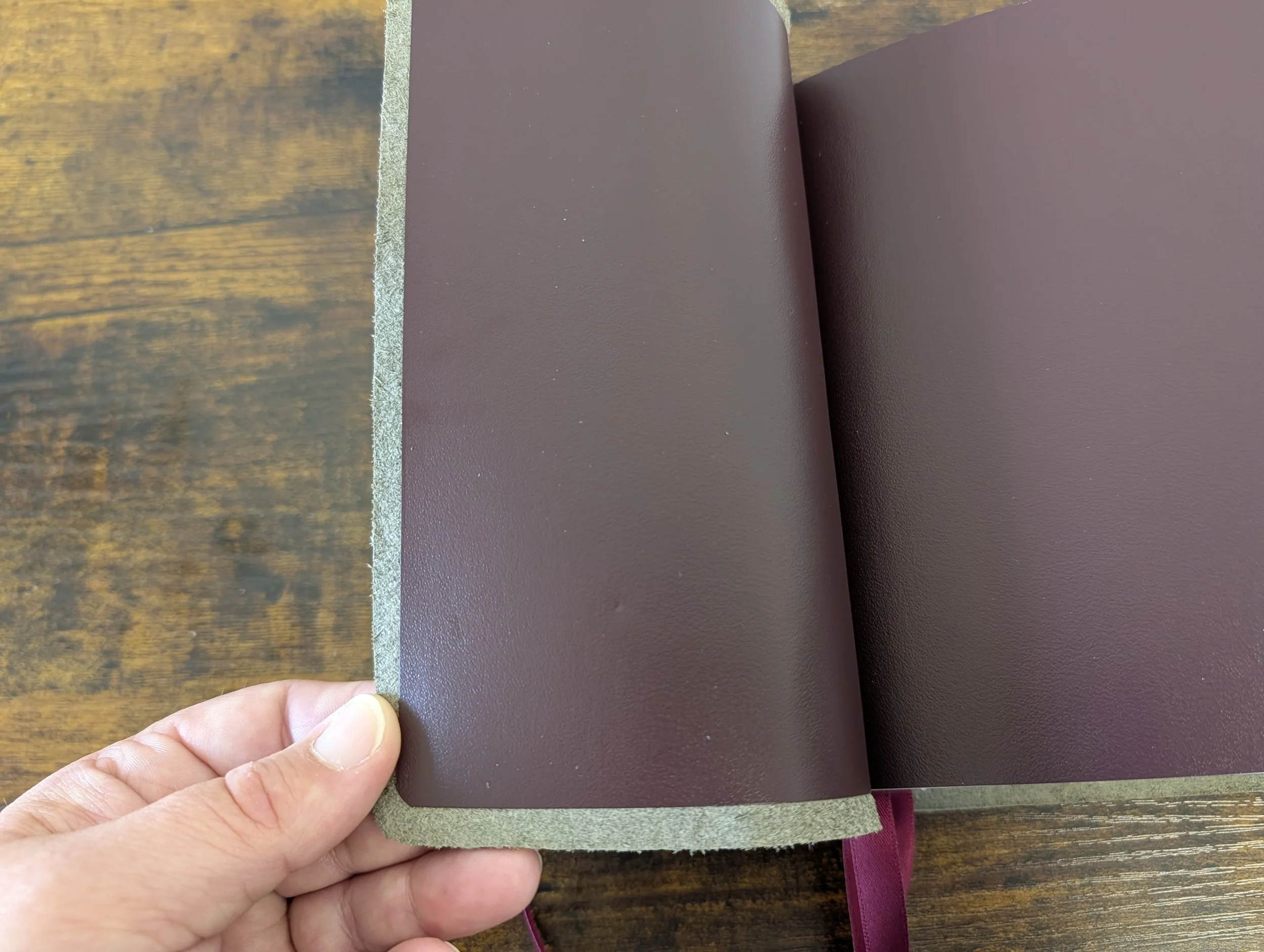 Burgundy liner on grey