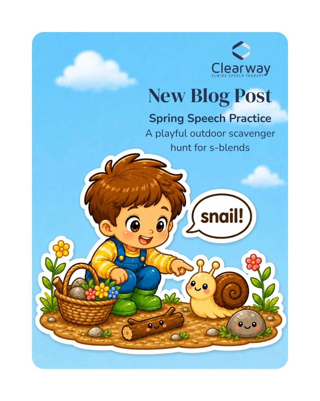 New Blog Post: a simple spring scavenger hunt for practicing s-blends outside.

If you have concerns about your child&rsquo;s speech sounds, including s-blends, contact your Speech-Language Pathologist for guidance.

Read more through the link in bio