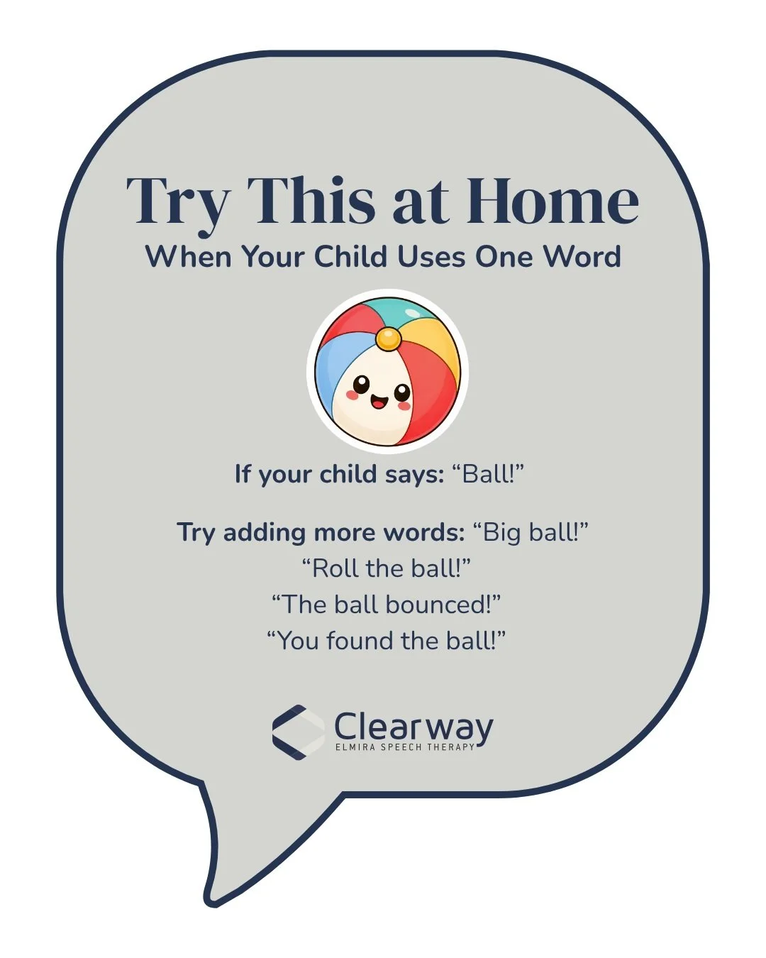 Try this strategy when your child starts using words!

Clearway Speech. Confident Futures.
🌐 www.clearwayspeech.com
✉️ rachelmckee@clearwayspeech.com
📞 519-588-0952

#TheSpeechPlace #ClearwaySpeech #ClearwayKids #ElmiraSpeechTherapy #StickySpeech