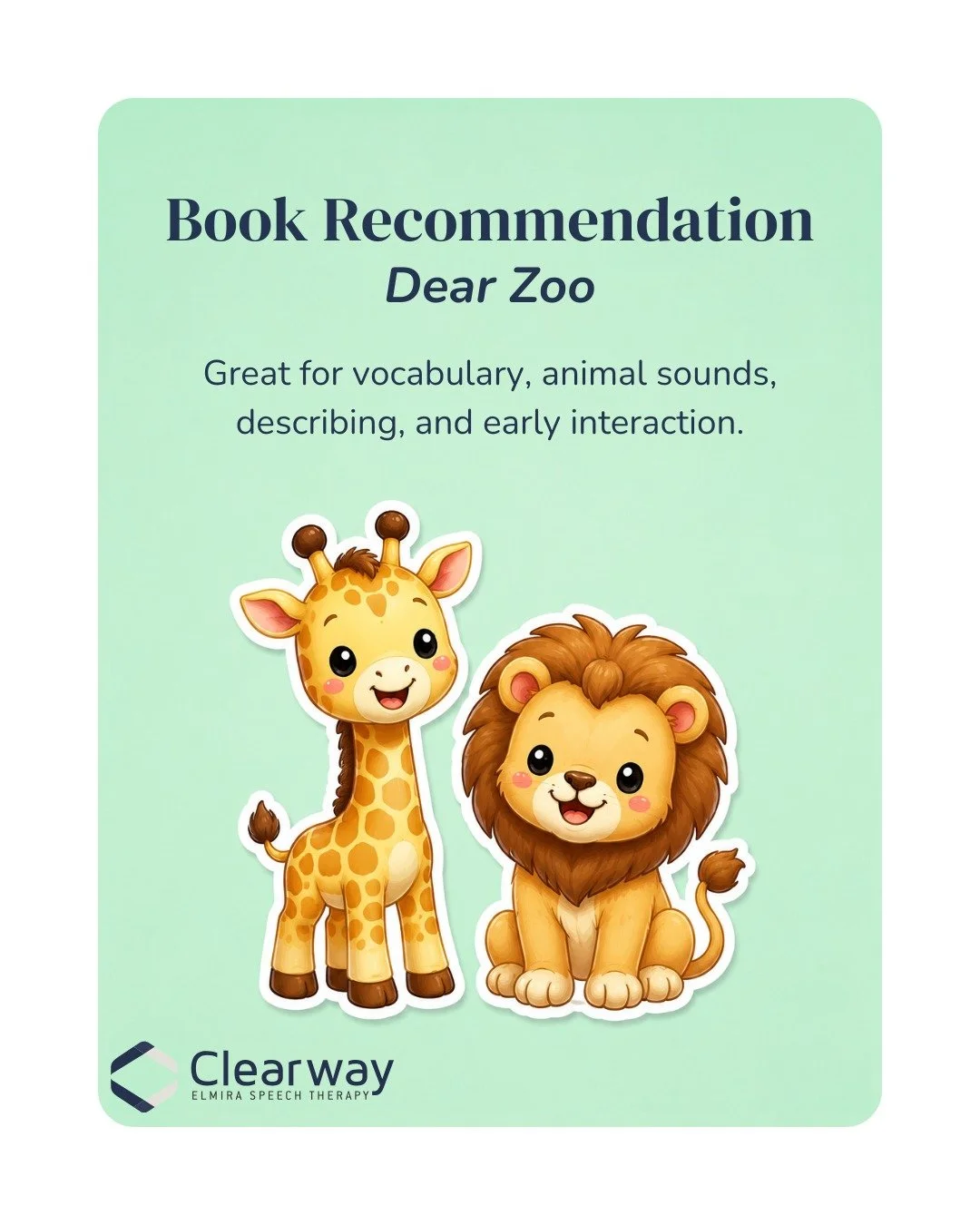 We recommend Dear Zoo because it&rsquo;s simple, repetitive, and great for language practice.

It helps children build vocabulary, make animal sounds, answer questions, and use describing words like &ldquo;big&rdquo; and &ldquo;scary.&rdquo;

Kids ca