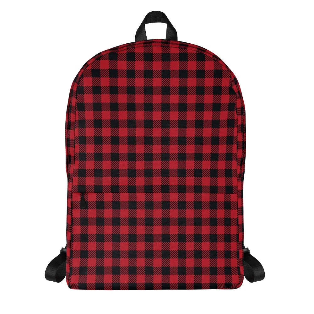 buffalo plaid mini backpack Red Buffalo Plaid Small Water-Resistant Backpack — Cerphe's Indie Record  Store