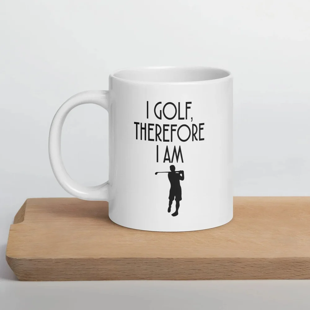 I Golf Therefore I Am (Male) 11/15/20oz Mug  Cerphe's Indie Record Store