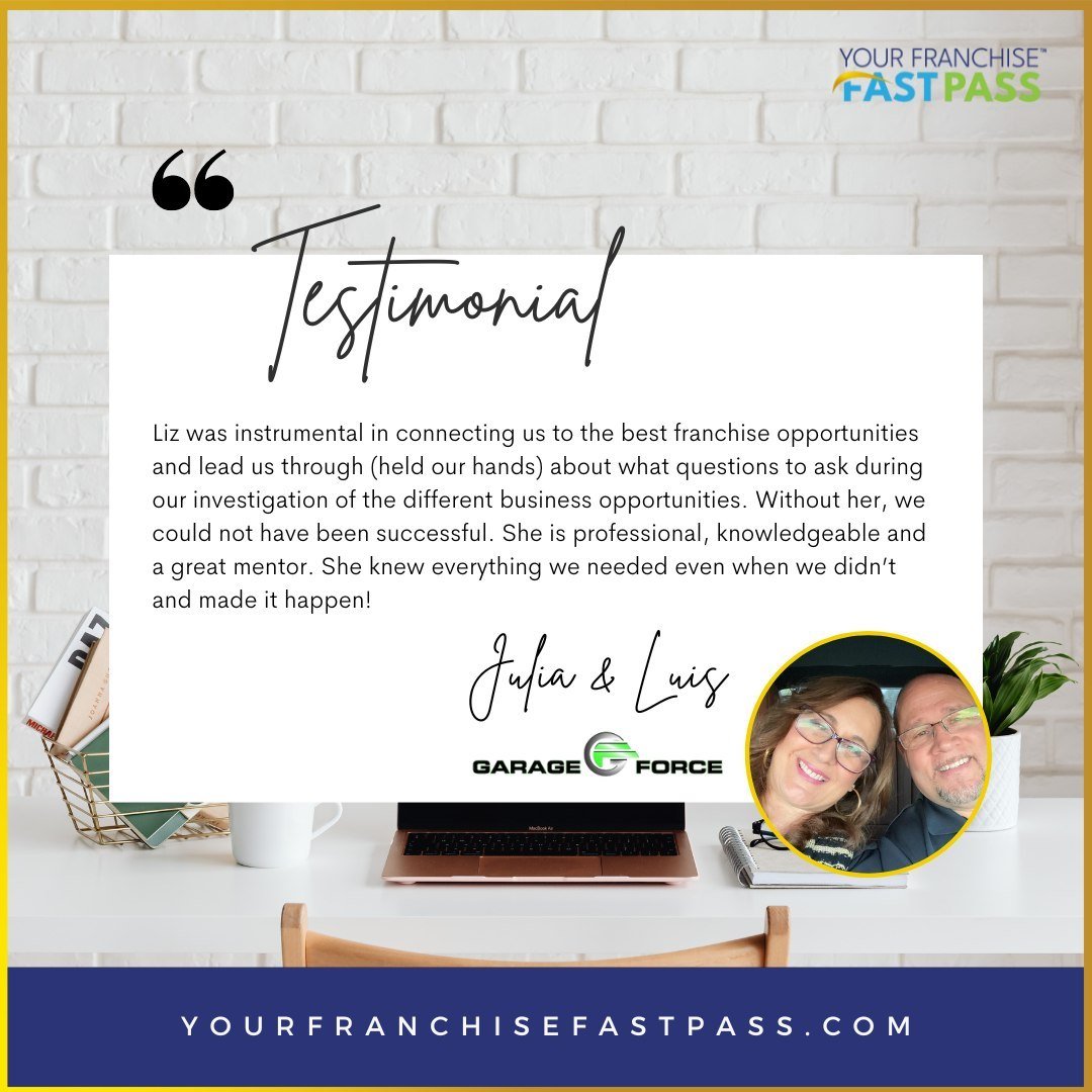 Seeing our clients Julia and Luis thrive is why we do what we do at Your Franchise Fast Pass! 🤝 Guiding them through the maze of options to their perfect franchise match was a journey of discovery. 

🌟 Their success story is a testament to the powe