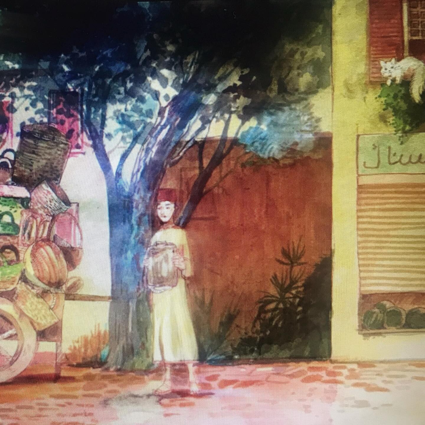 One of my favorite scenes from #zafirahtheegyptiancat ... a magical basket seller makes his way through the streets of Cairo ✨

✨ new children's book out now ✨ @marmaszkiewicz  illustrations 

#newchildrensbook #newchildrensbooks #childrensbooks #chi