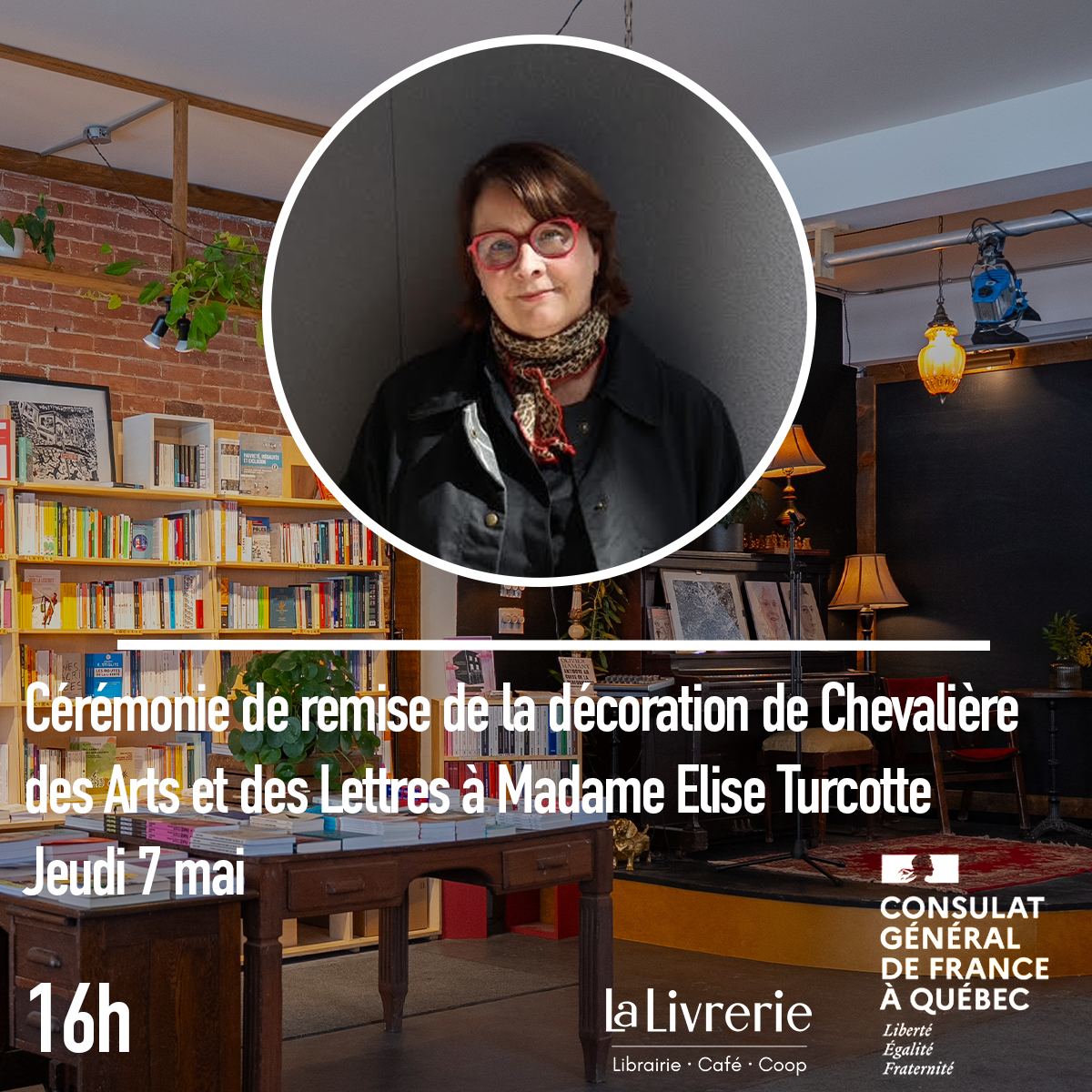 Cérémonie de remise de la décoration   De Chevalière des Arts et des Lettres  à Madame Elise Turcotte