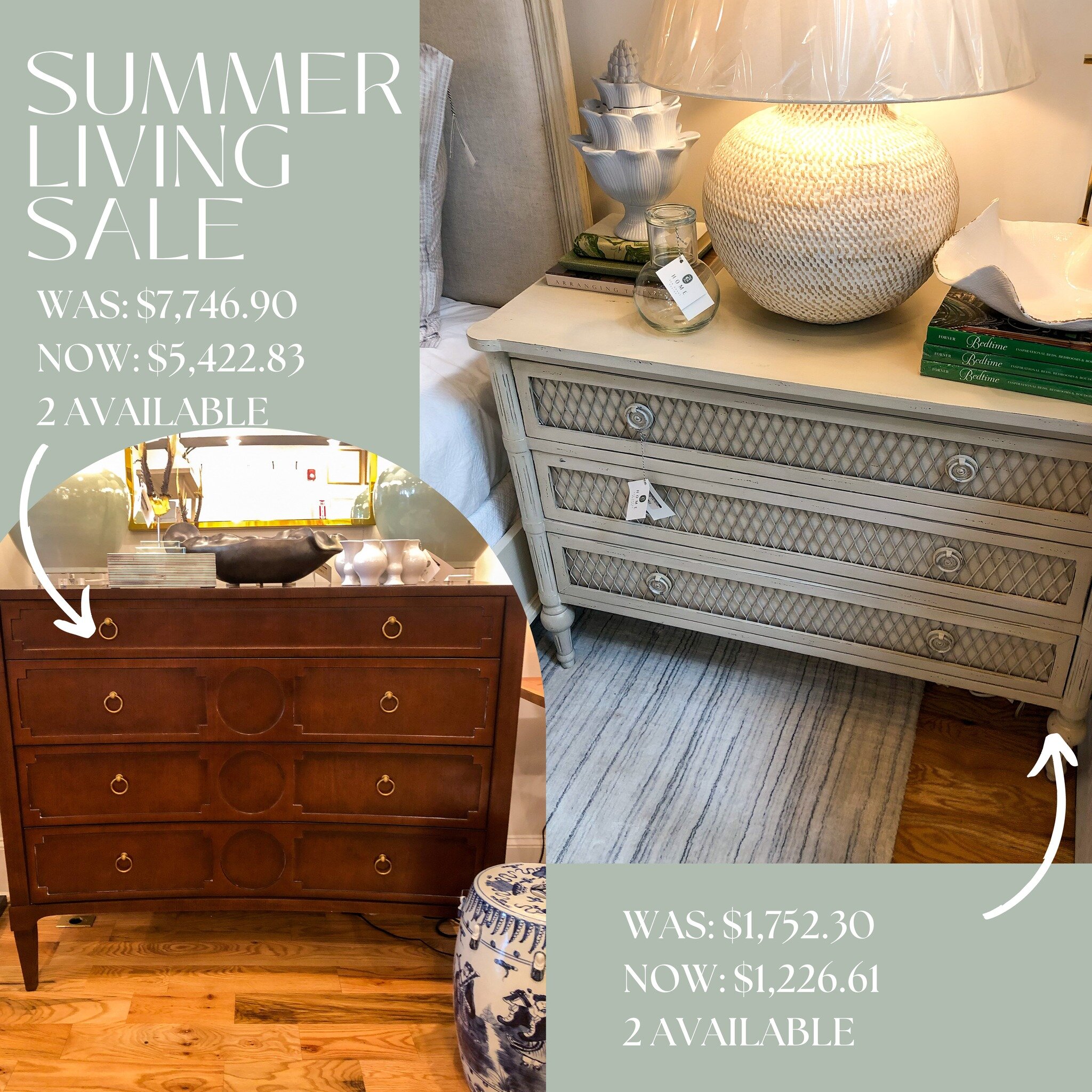 Whether you're looking for a wood stain or white wash, we have two sets of long chests that would make great bedside tables. If you have any questions or would like more information, please direct message us or give us a call at 706-453-0588.