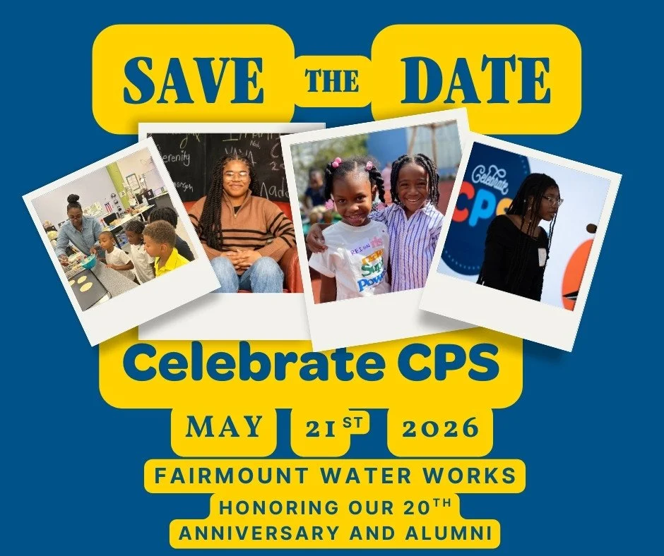 The time is now to save the date for Thursday, May 21st, 2026 at the historic Fairmount Water Works for Celebrate CPS, as we mark 20 years of Community Partnership School!🎉

This special evening will honor our students&mdash;past and present&mdash;a