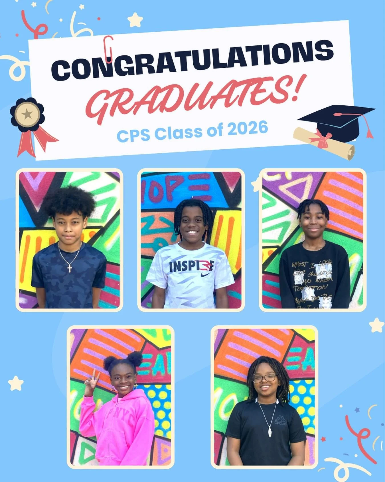 Today we are highlighting more of our fifth graders! We are so proud of them and how much they&rsquo;ve grown during their time at CPS. They all have incredibly bright futures ahead of them and we wish them well on the next step in their educational 