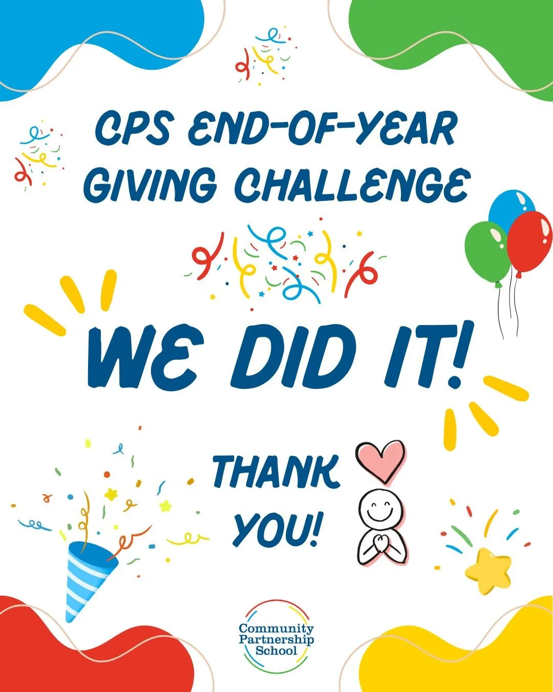 We did it!! Thanks to YOUR support, we completed our End-Of-Year Giving Challenge and unlocked the $50,000 from our CPS champions!🔑🔓

We greatly appreciate everyone who donated and shared with their network. Your generous contributions are the reas