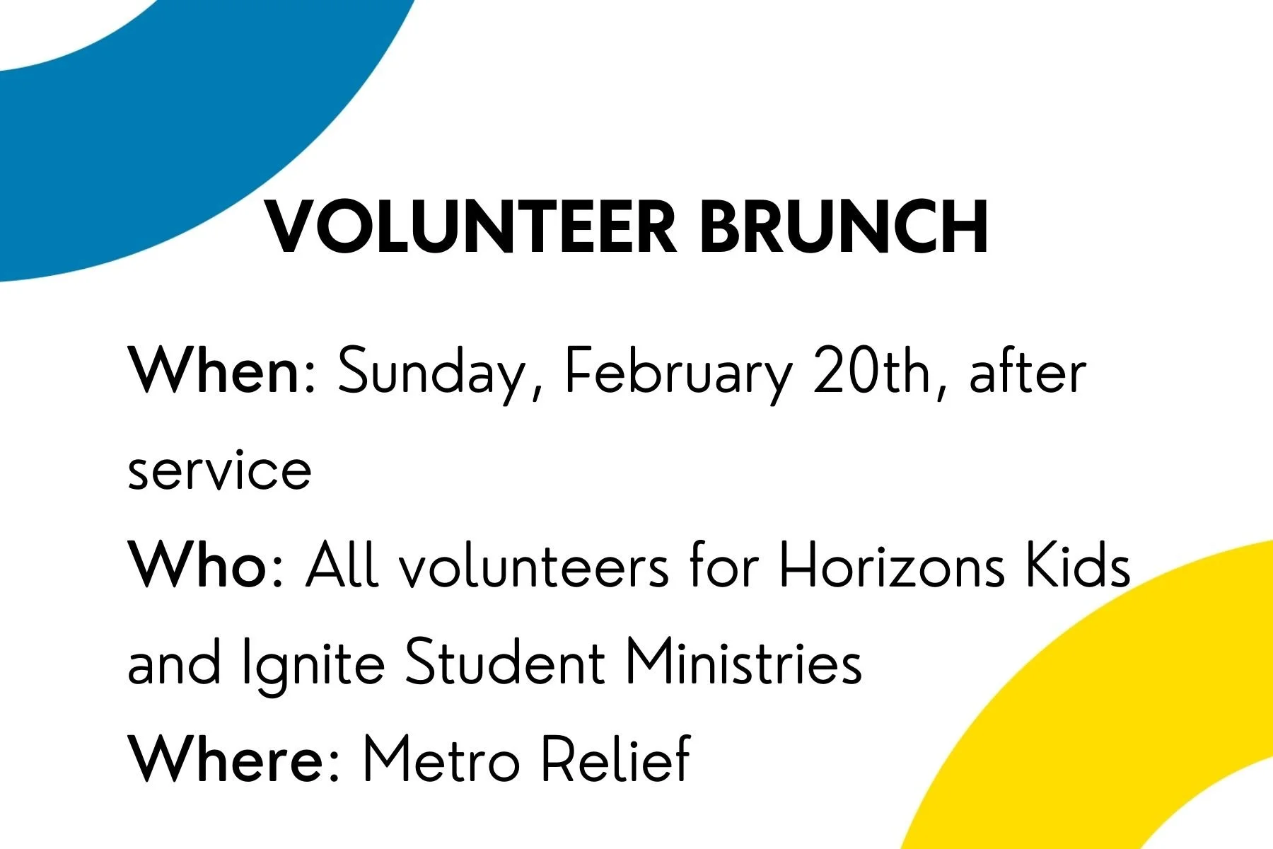 KIDS &amp; STUDENTS MINISTRY VOLUNTEERS MEETING/Brunch