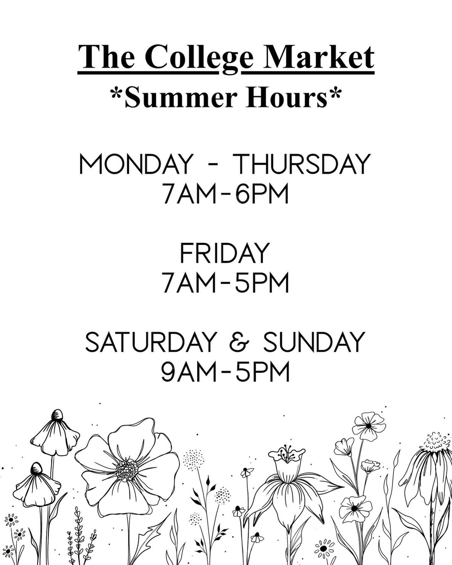 Just a reminder our summer hours begin today!!!
🌻🌞🌸💐🌈