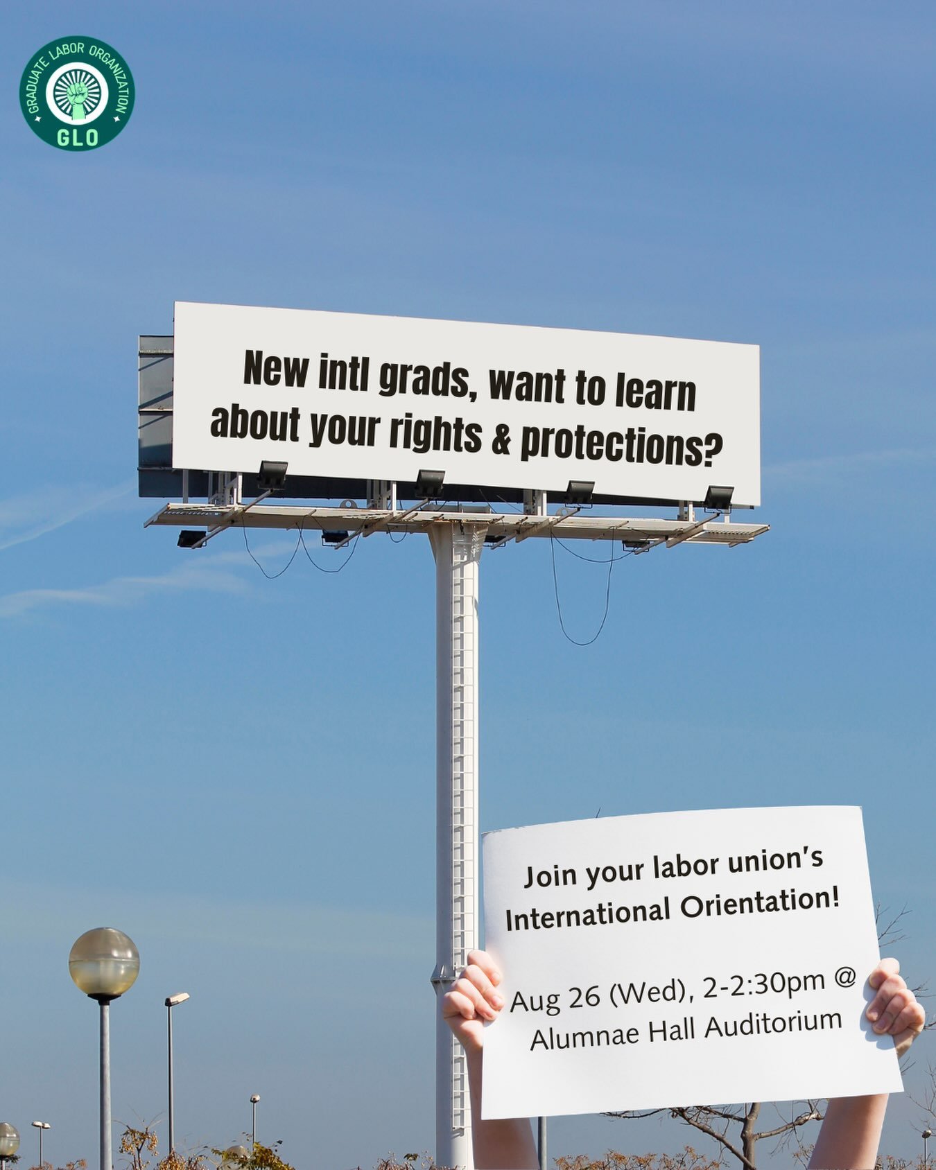In times like these, we&rsquo;ve got to stick together. Come learn about how international grads can better protect ourselves on the job and in the country.