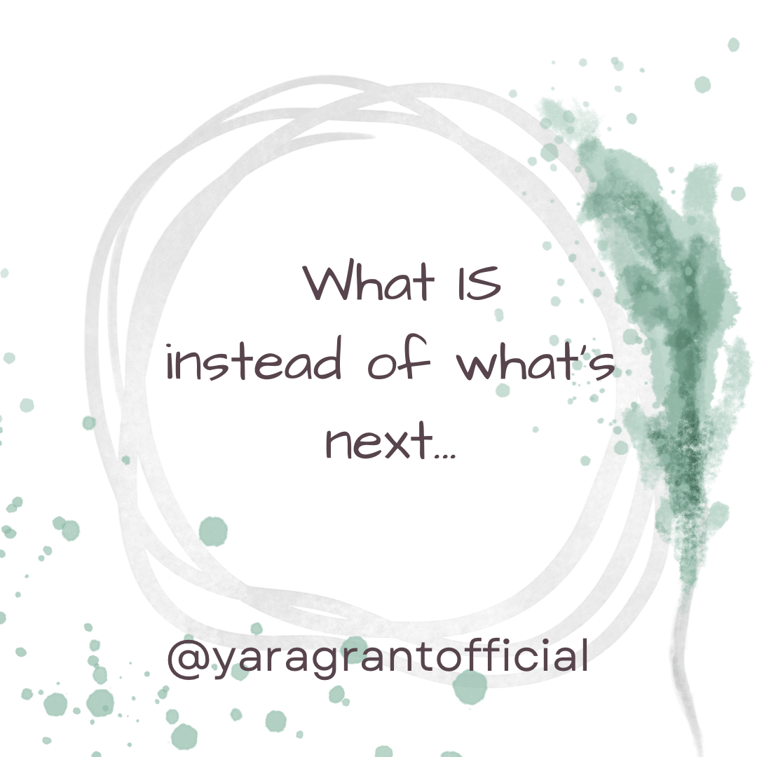      

 
   What IS instead of what’s next  What if just for a day we could practice being ok with ourselves?   Taking a day off from not enoughness.   24 hours not needing to achieve anything in order to have value as a human being.   No need to go 