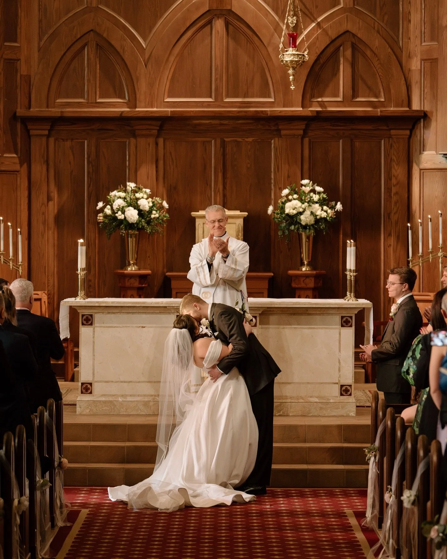 Emma and Nick&rsquo;s wedding was a timeless warmth that could melt you. The light diffused so beautifully from the stained glass into the sanctuary of their church, that every tone of color was so effortlessly vibrant during their ceremony. They inc