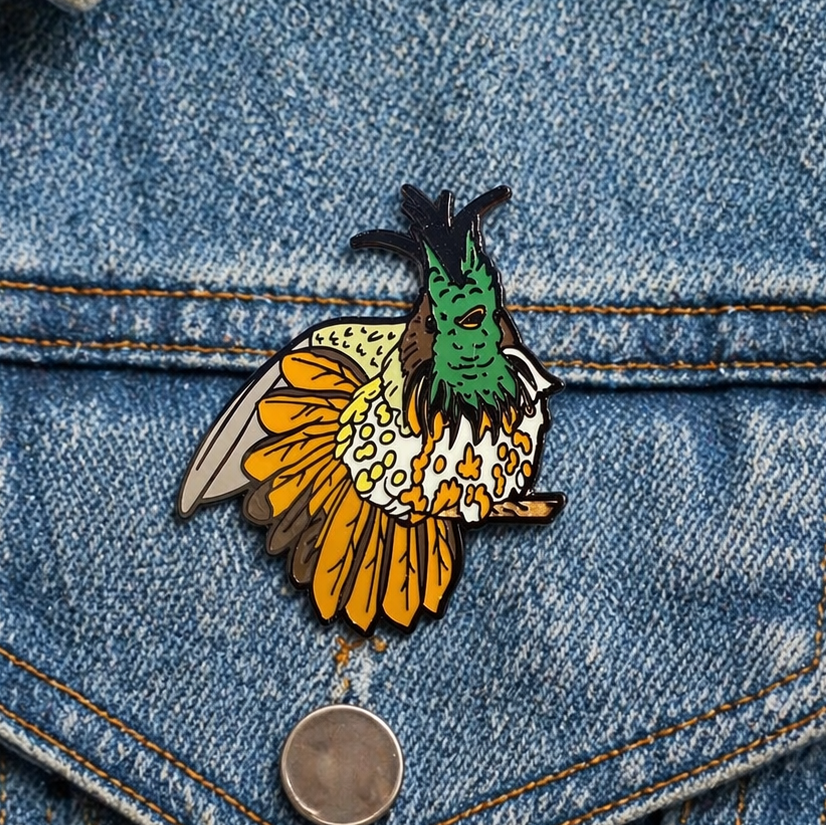 Black-crested Coquette - no/Glitter Enamel Pin