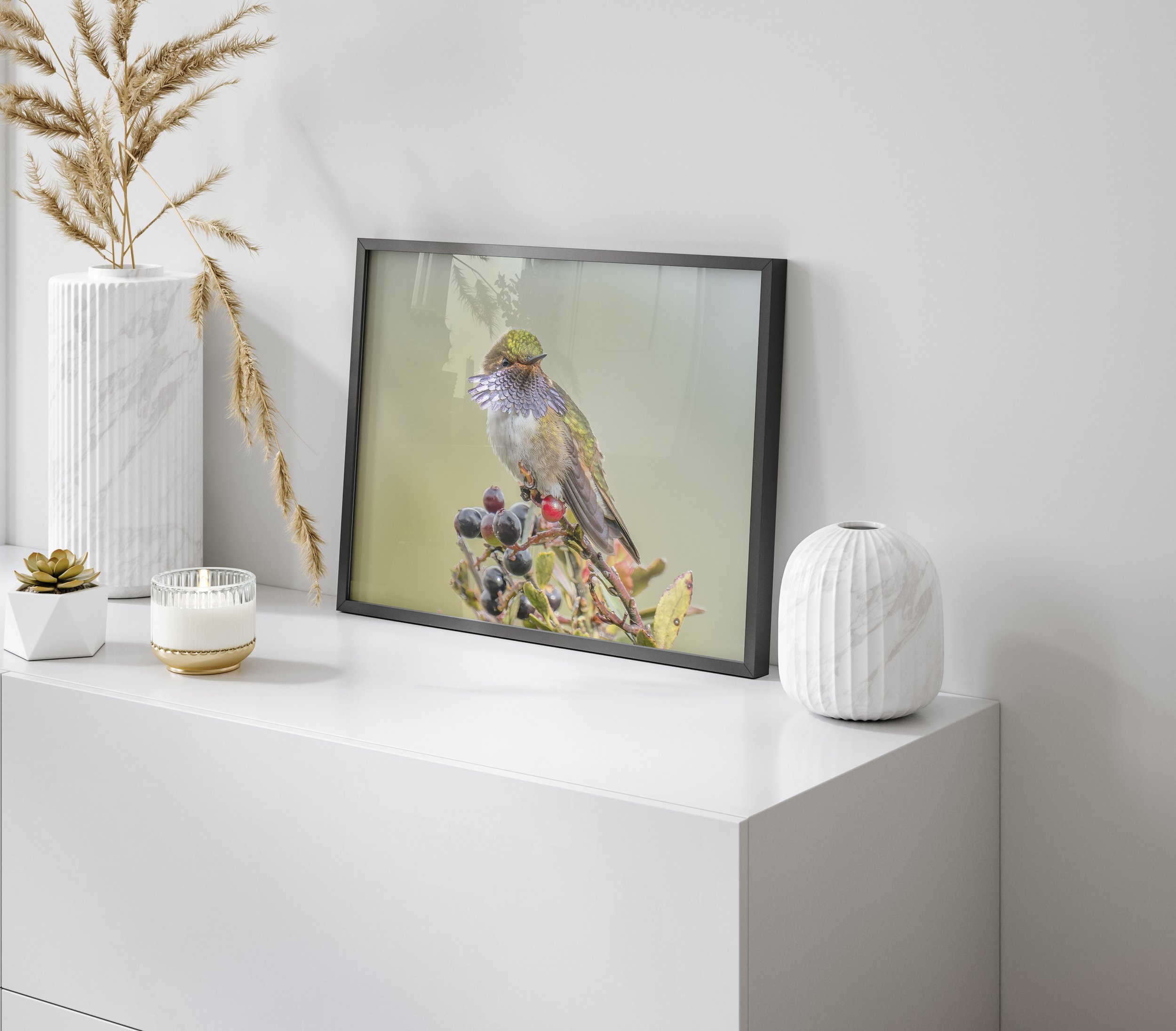 Volcano Hummingbird Landscape Black Frame Reflection.jpg
