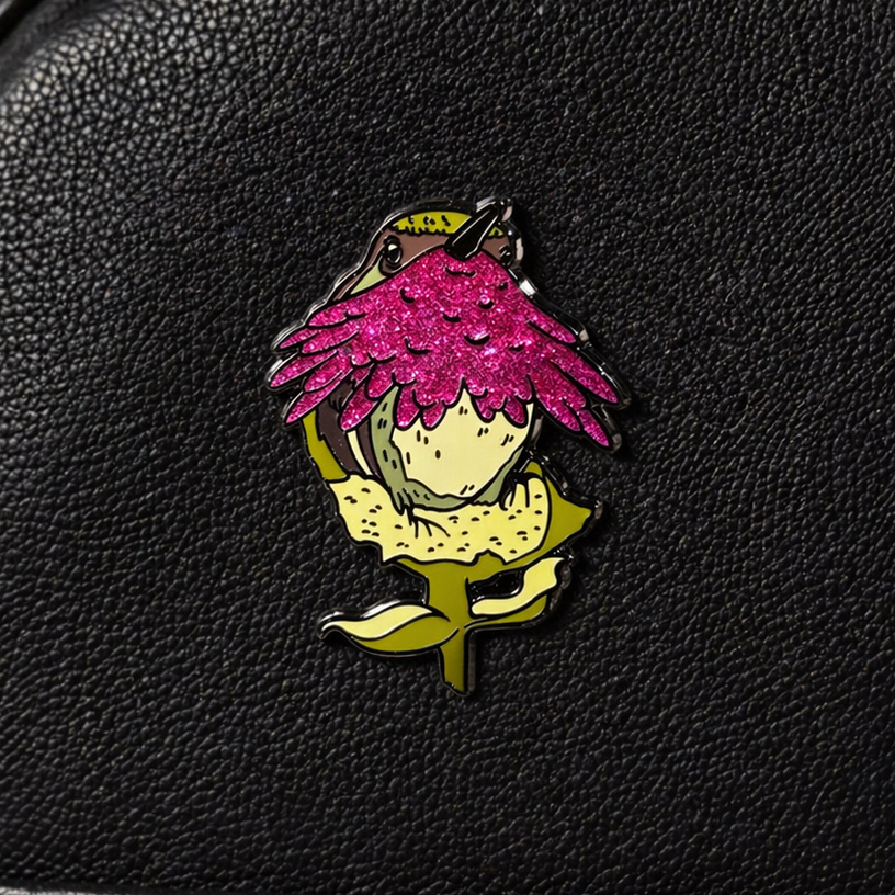 Wine-throated Hummingbird- Glitter Enamel Pin