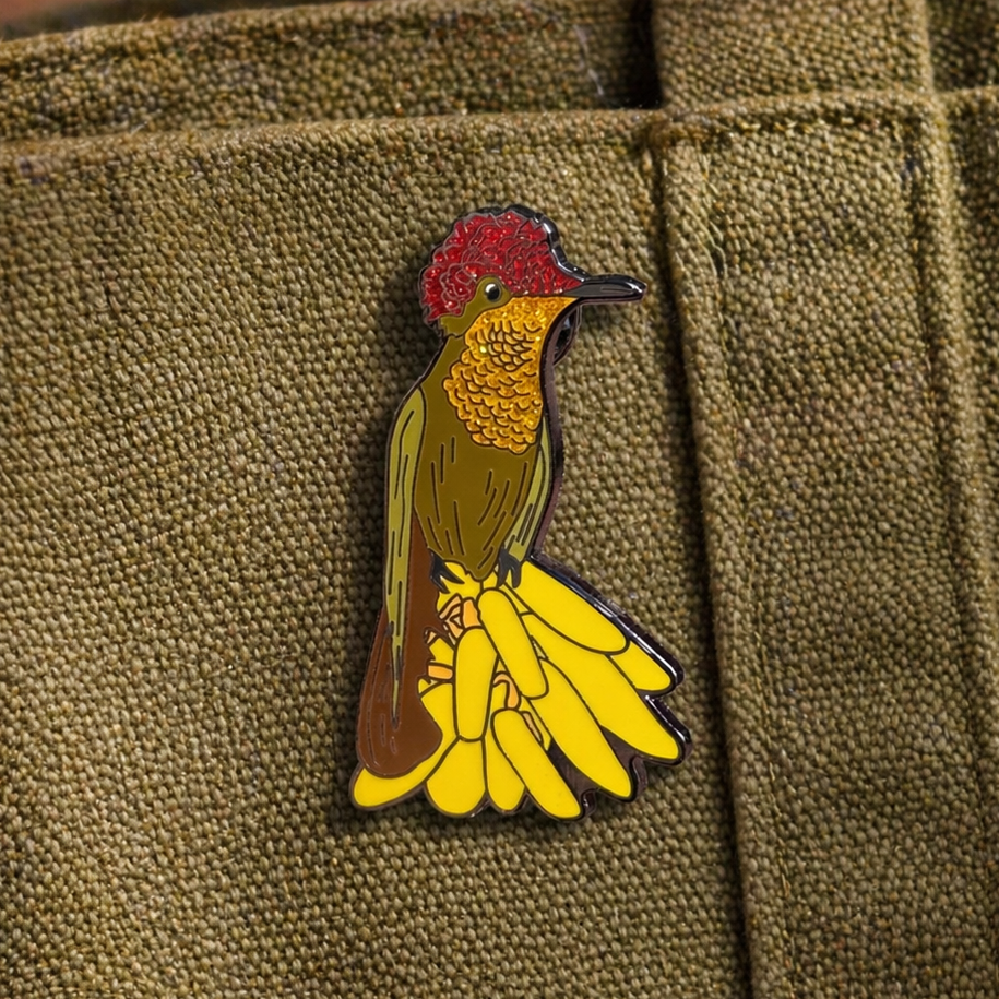 Ruby-topaz Hummingbird - Glitter Enamel Pin