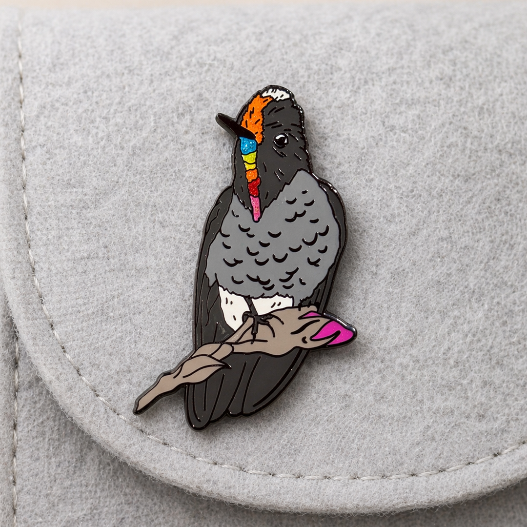 Rainbow-bearded Thornbill - Glitter Enamel Pin