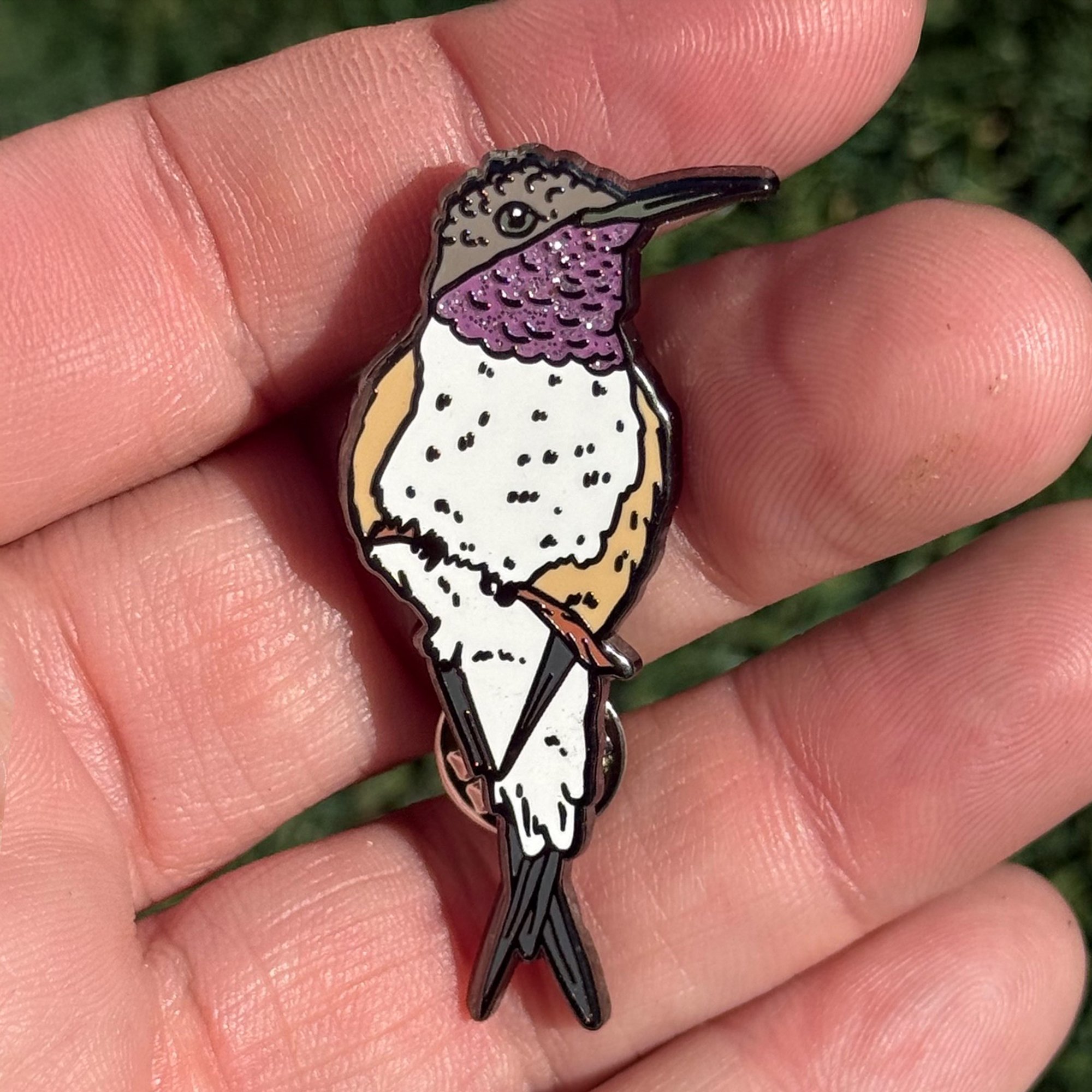Chilean Woodstar - Glitter Enamel Pin