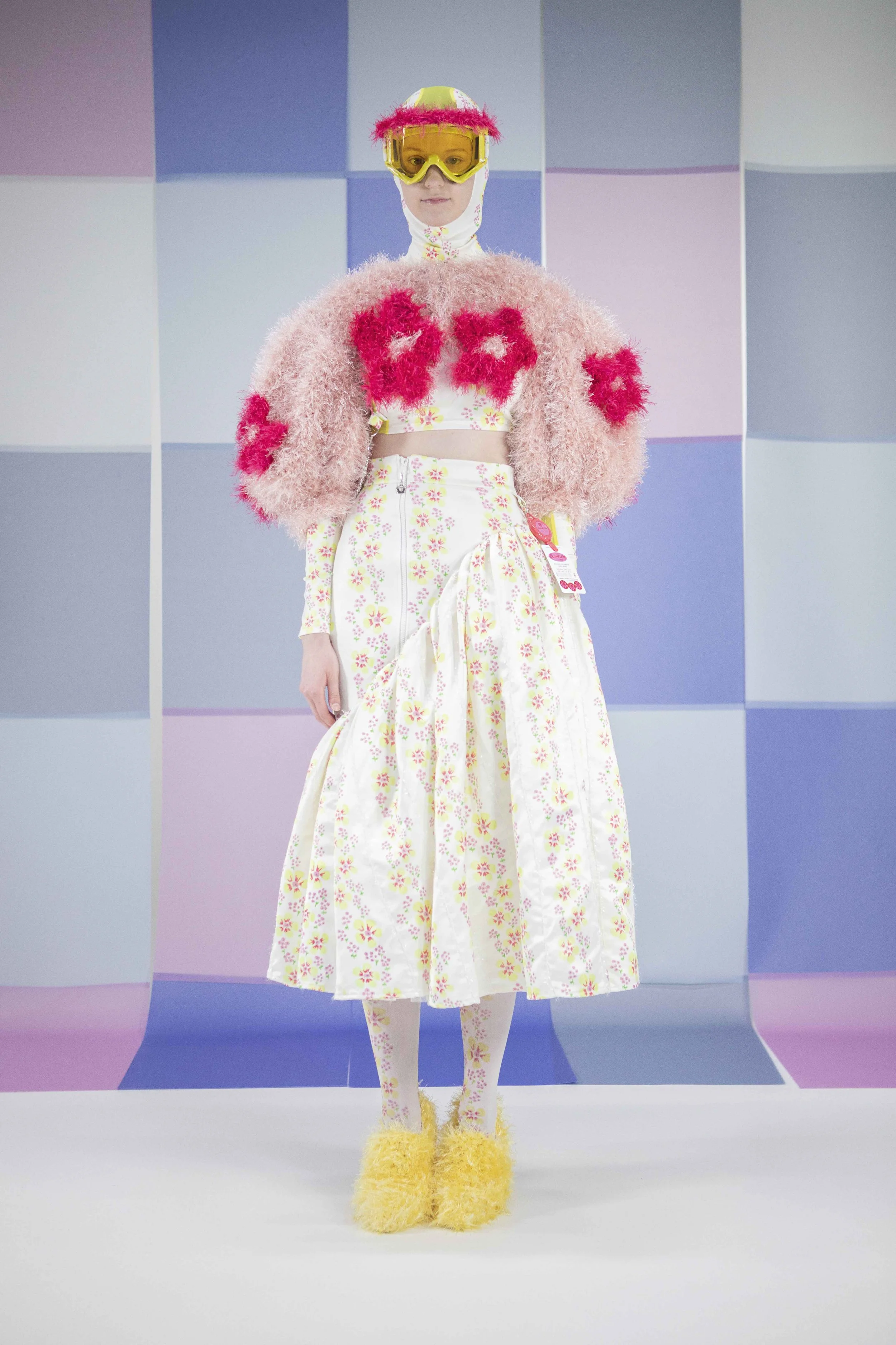 One of a kind artisanal look with asymmetric skirt and hand crocheted knit for rent