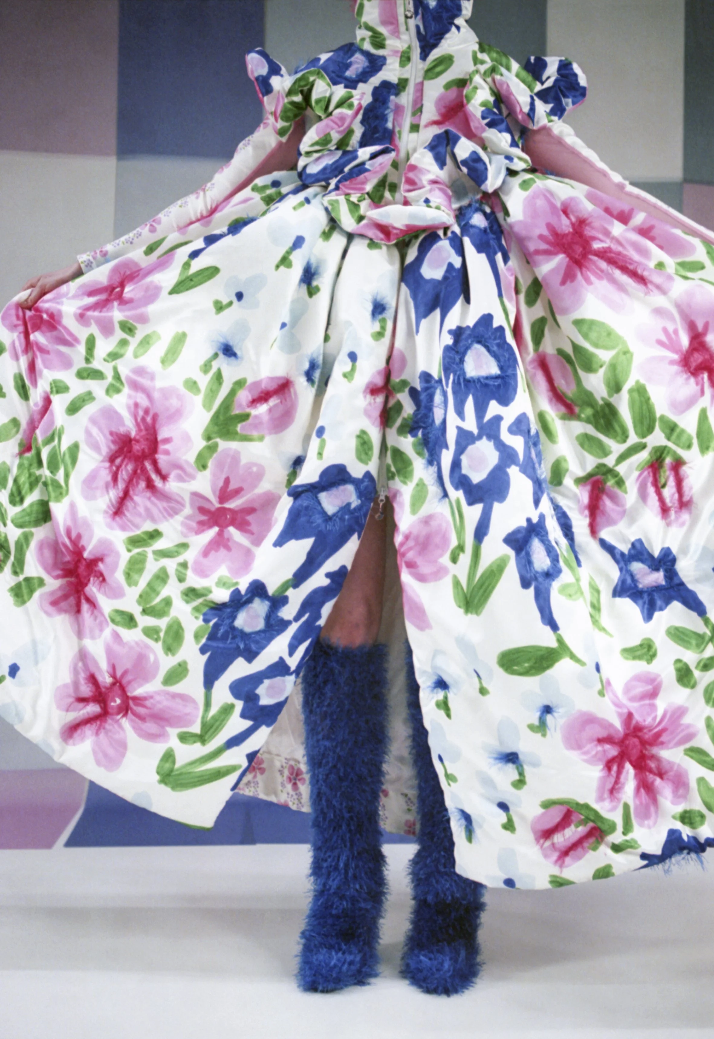 Big padded dress with big flower print by Tuuli-Tytti Koivula