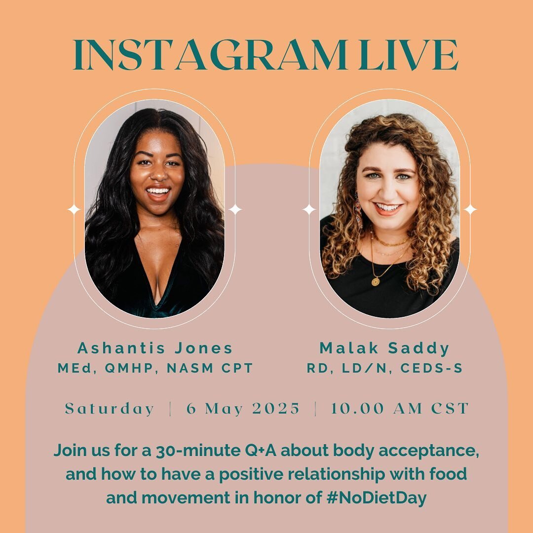 We invite you join us for an amazing conversation where we will discuss body acceptance and how to create a positive relationship with food and movement in honor of #nodietday 

For those that aren&rsquo;t aware, #nodietday is an annual celebration o