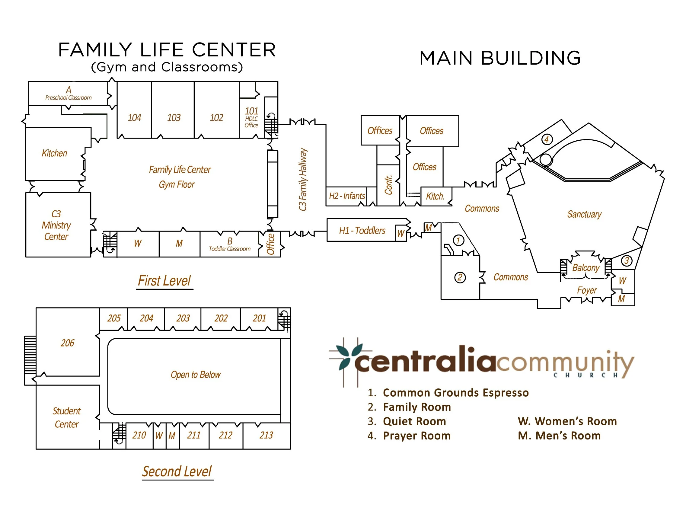 map of the layout of Centralia Community Church