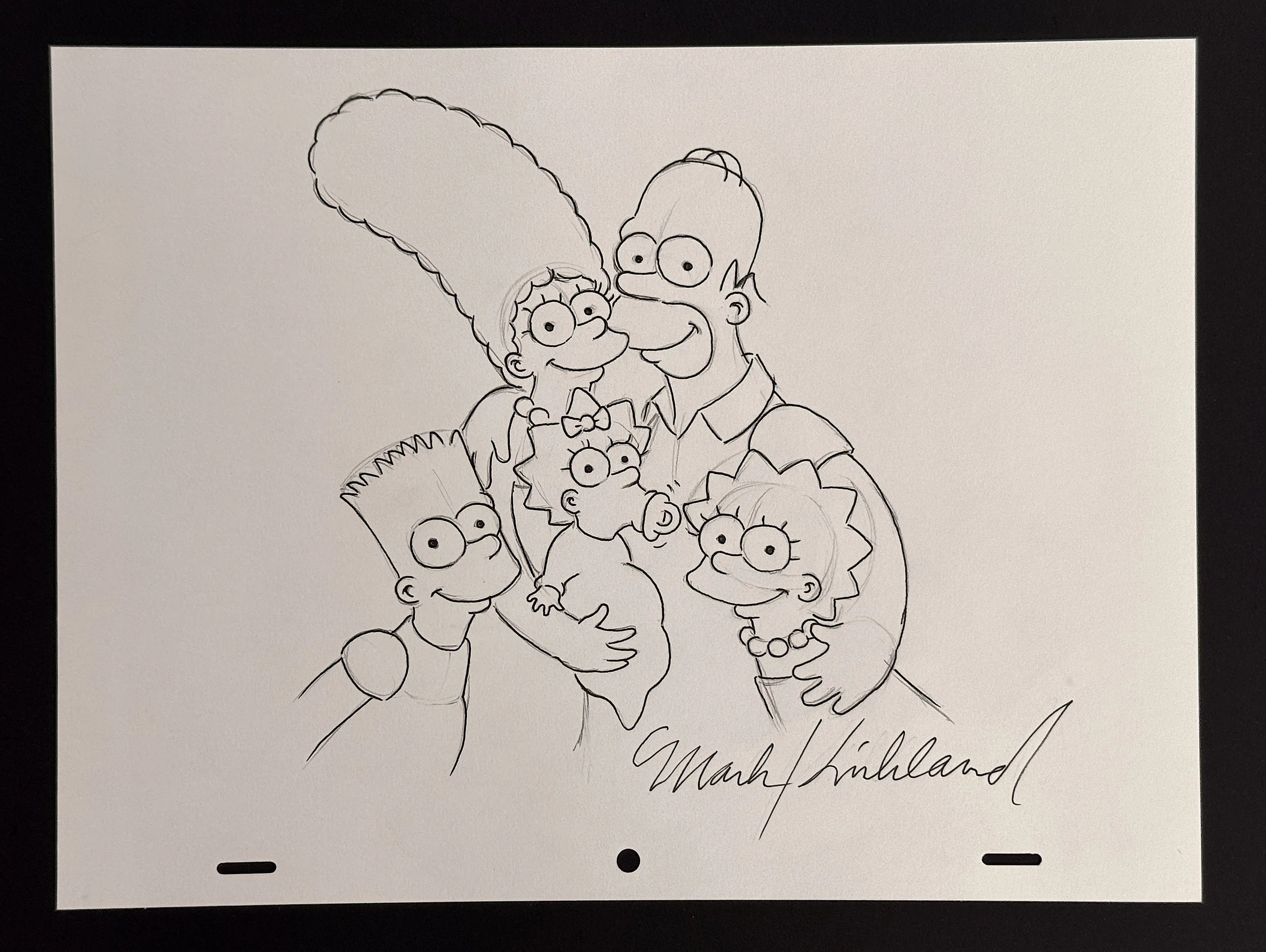 10. "THE SIMPSONS" Original drawing signed by Mark Kirkland. 9X12" Graphite and Ink on animation three-hole-punched heavyweight fine art paper. Value: $500 Starting bid: $300 