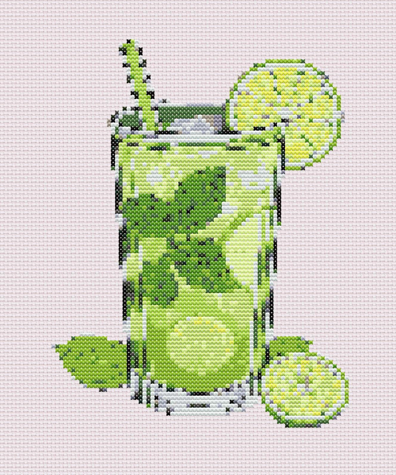 Mojito Cross Stitch Pattern: Digital Download