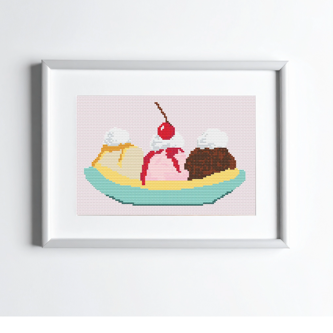 Banana Split Cross Stitch Pattern: Digital Download