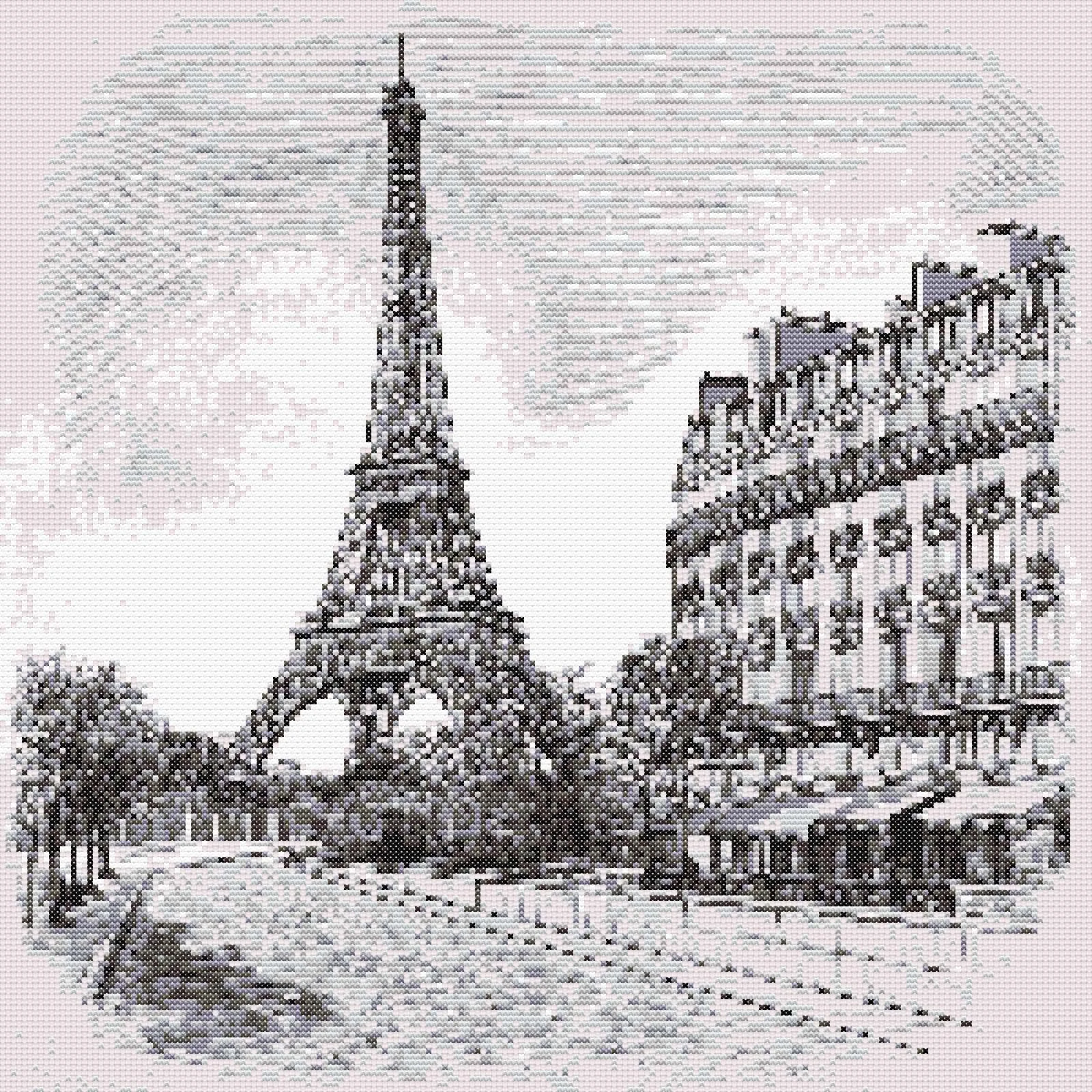 Paris in Grey Cross Stitch Pattern: Digital Download (Large)