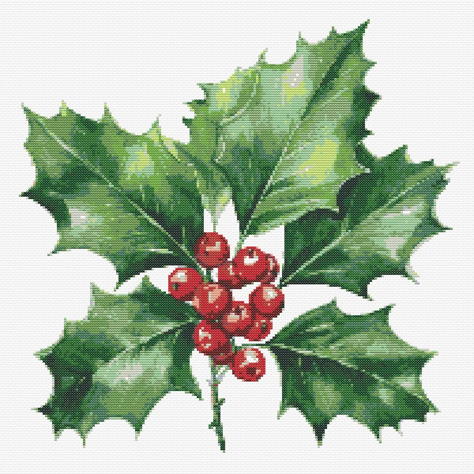 Holly Berries Cross Stitch Pattern: Digital Download