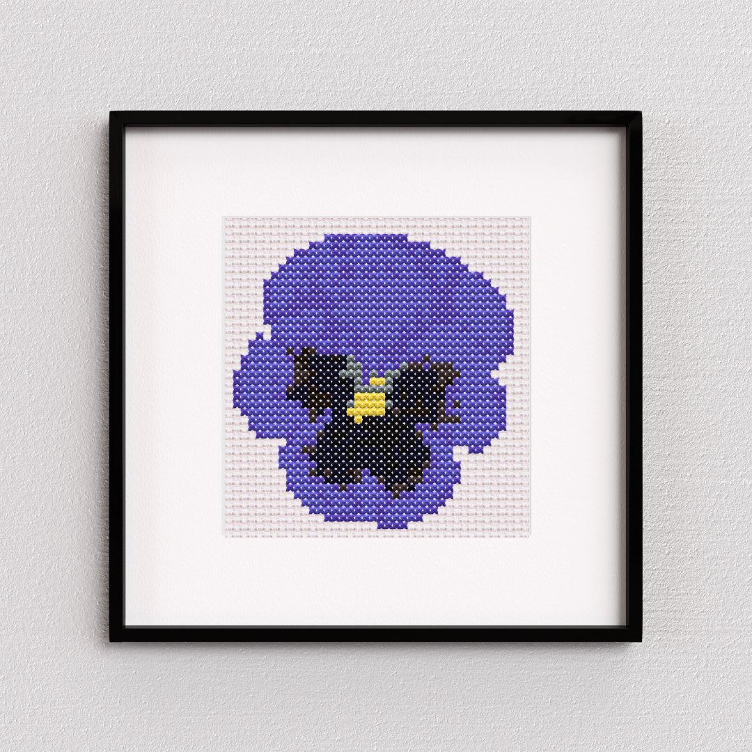 TIny Pansy Cross Stitch Pattern: Digital Download