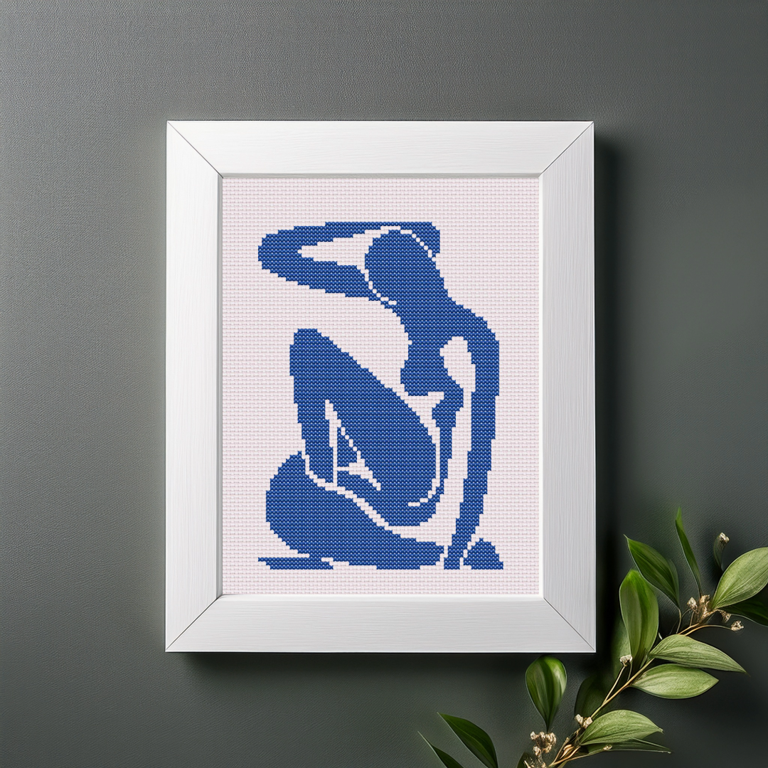 Blue Nude Henri Matisse Style Cross Stitch Pattern: Digital Download