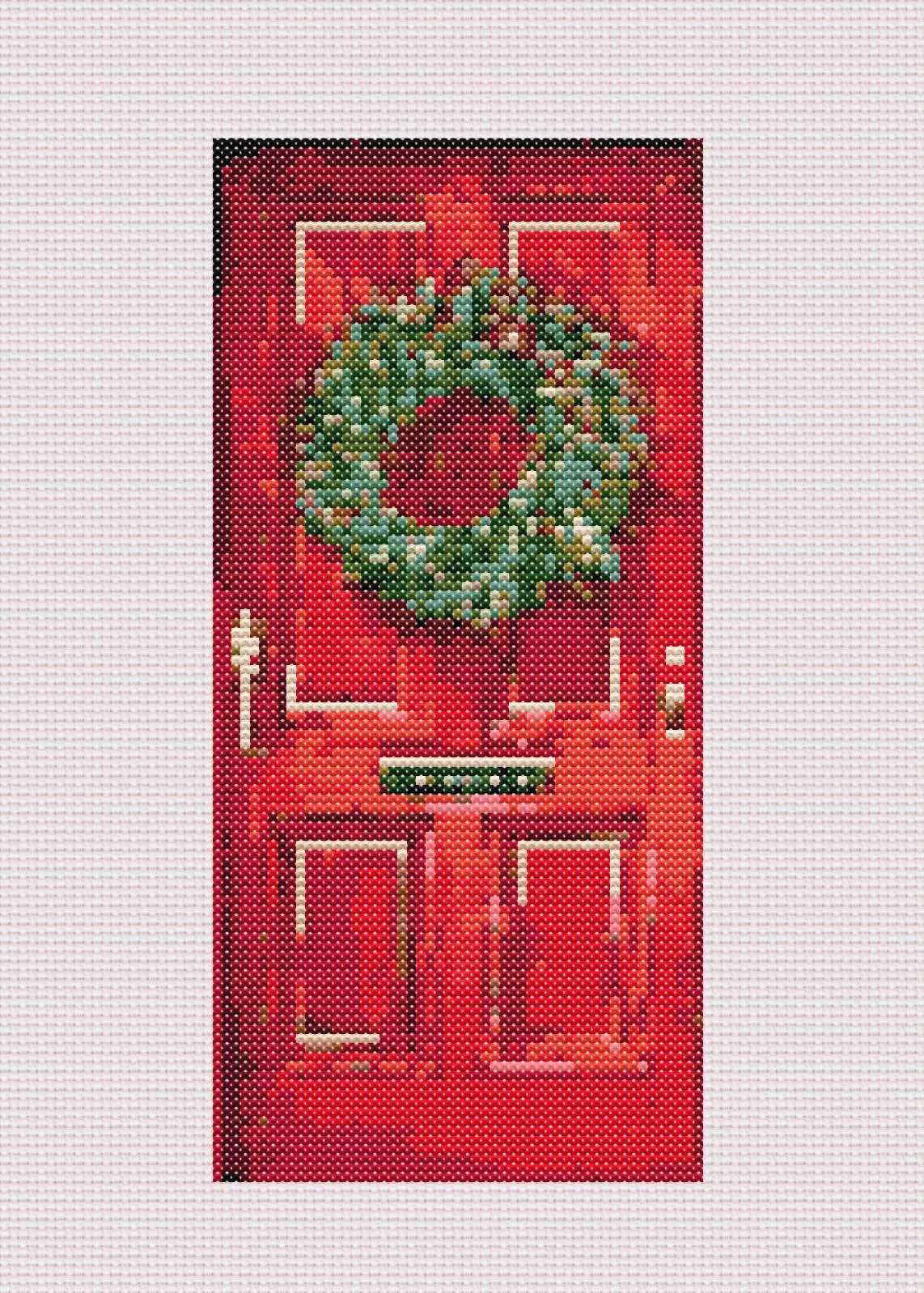 Christmas Door Cross Stitch Pattern: Digital Download