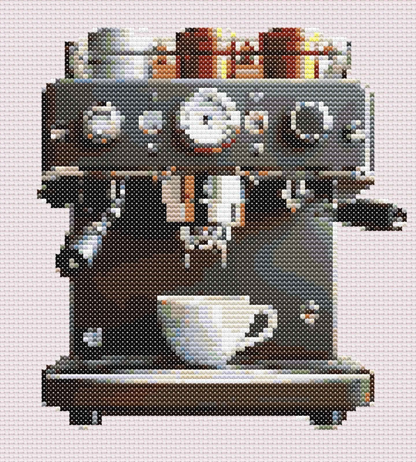 Espresso Machine Cross Stitch Pattern: Digital Download
