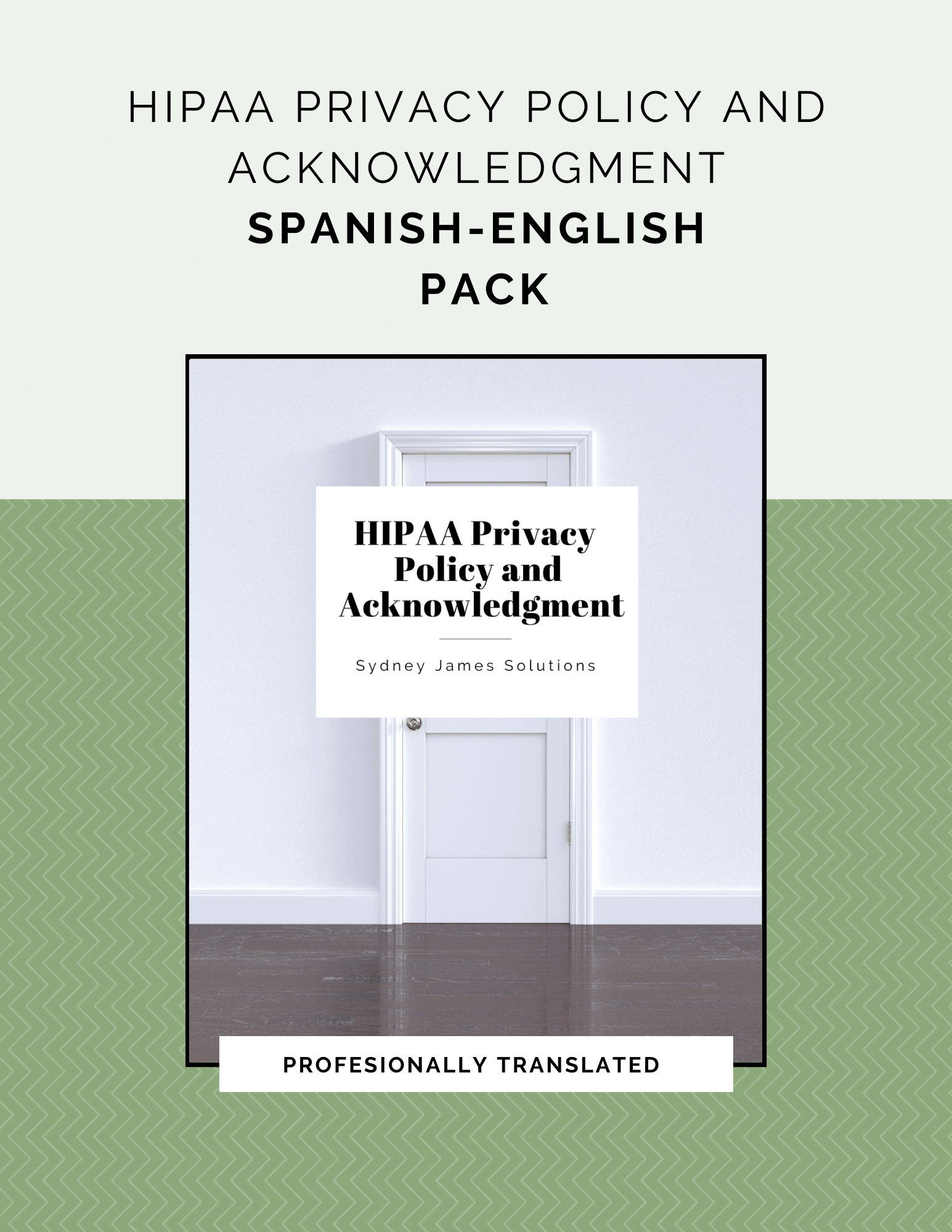 HIPAA Privacy Policy and Acknowledgment (Spanish/English) — Black on