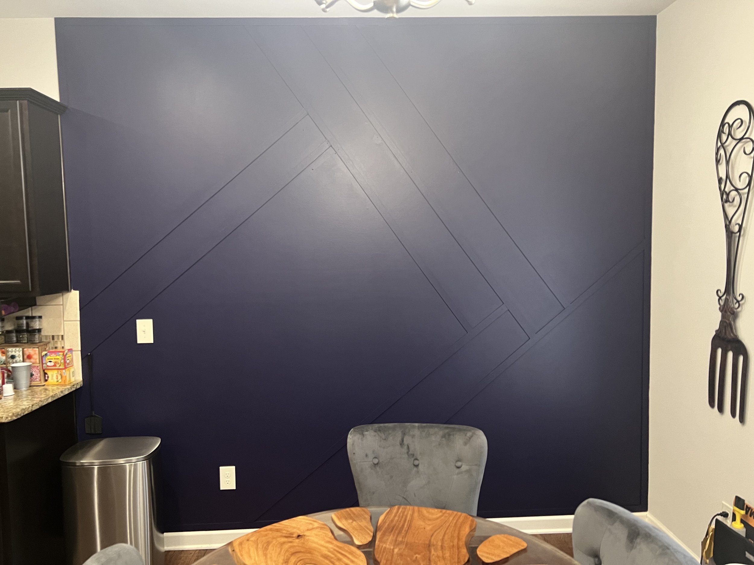 Completed Navy Blue custom accent wall