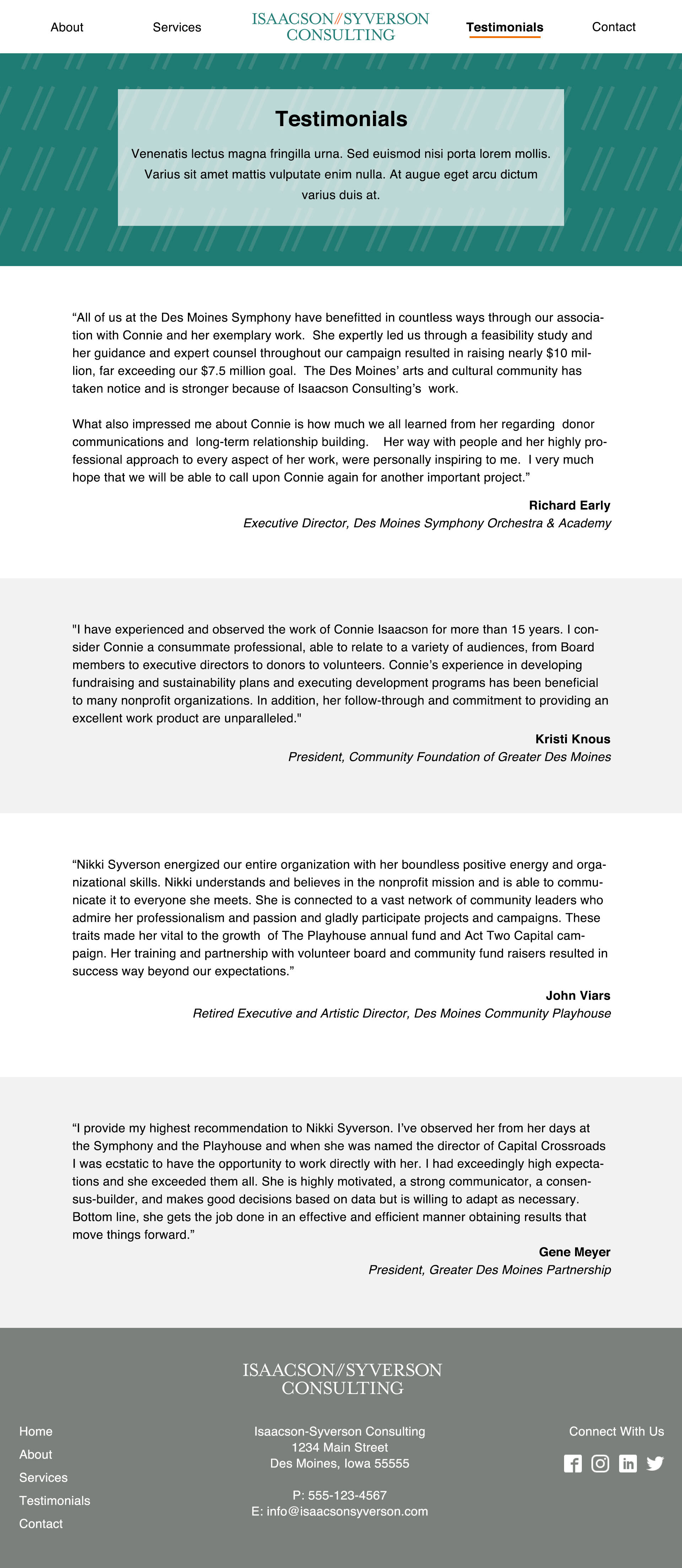 Testimonials high-fidelity wireframe design