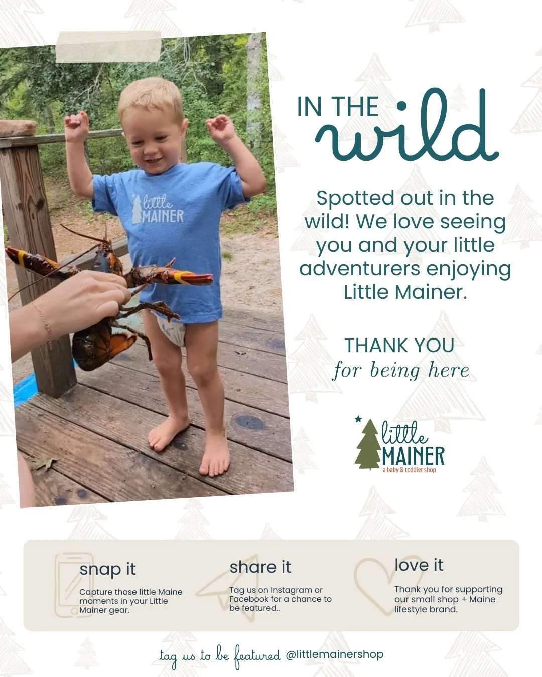 One thing we&rsquo;re loving lately? 
Seeing your Little Mainers out in the wild ☀️🦞 
Keep tagging us in your photos, we seriously love seeing them.