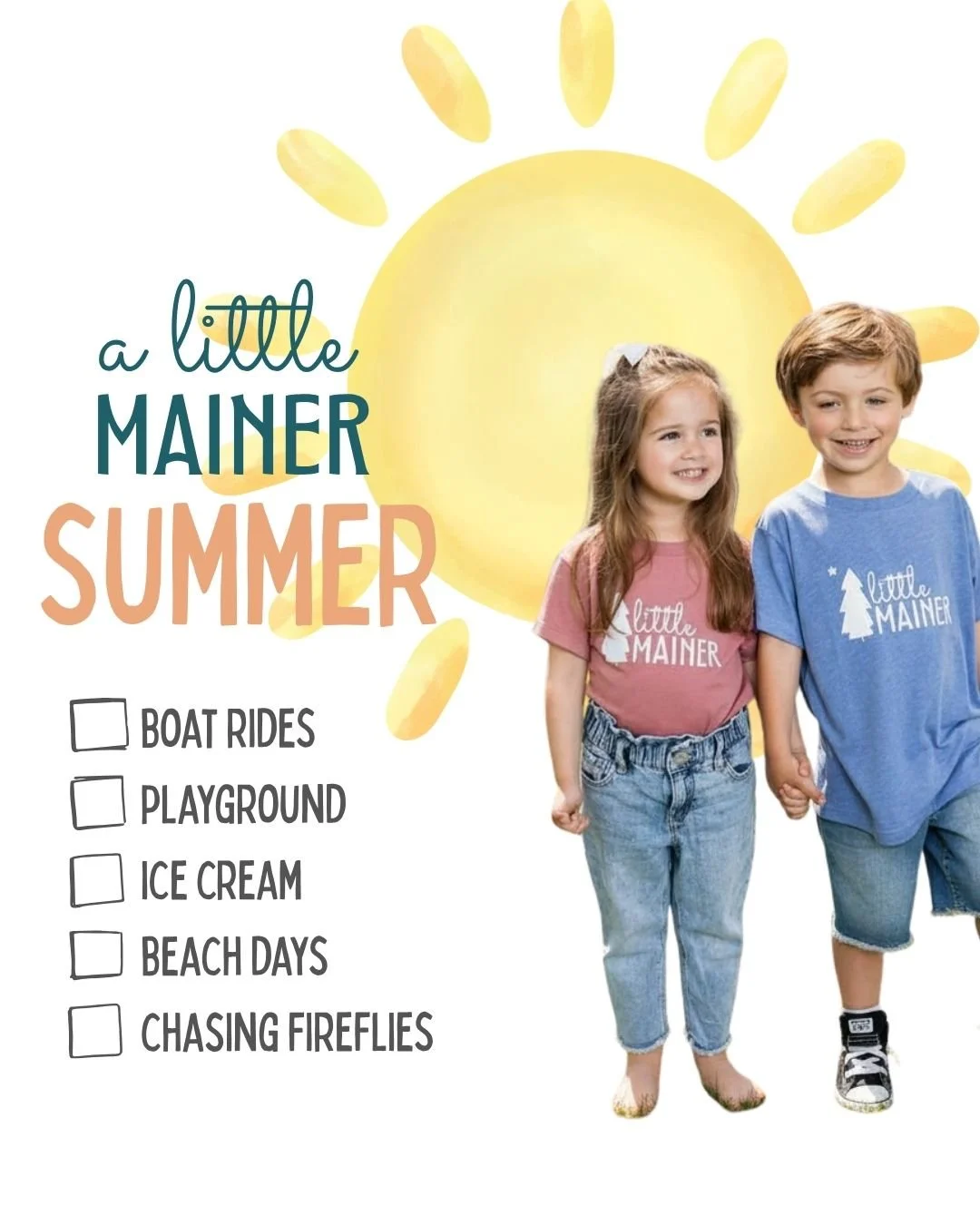 Sunshine, snack breaks, and endless summer adventures ☀️🌲

Our short sleeve onesies and toddler tees are perfect for busy little Mainers on the move. 

From boat rides to playgrounds to chasing fireflies after dinner, they're made for all the fun th